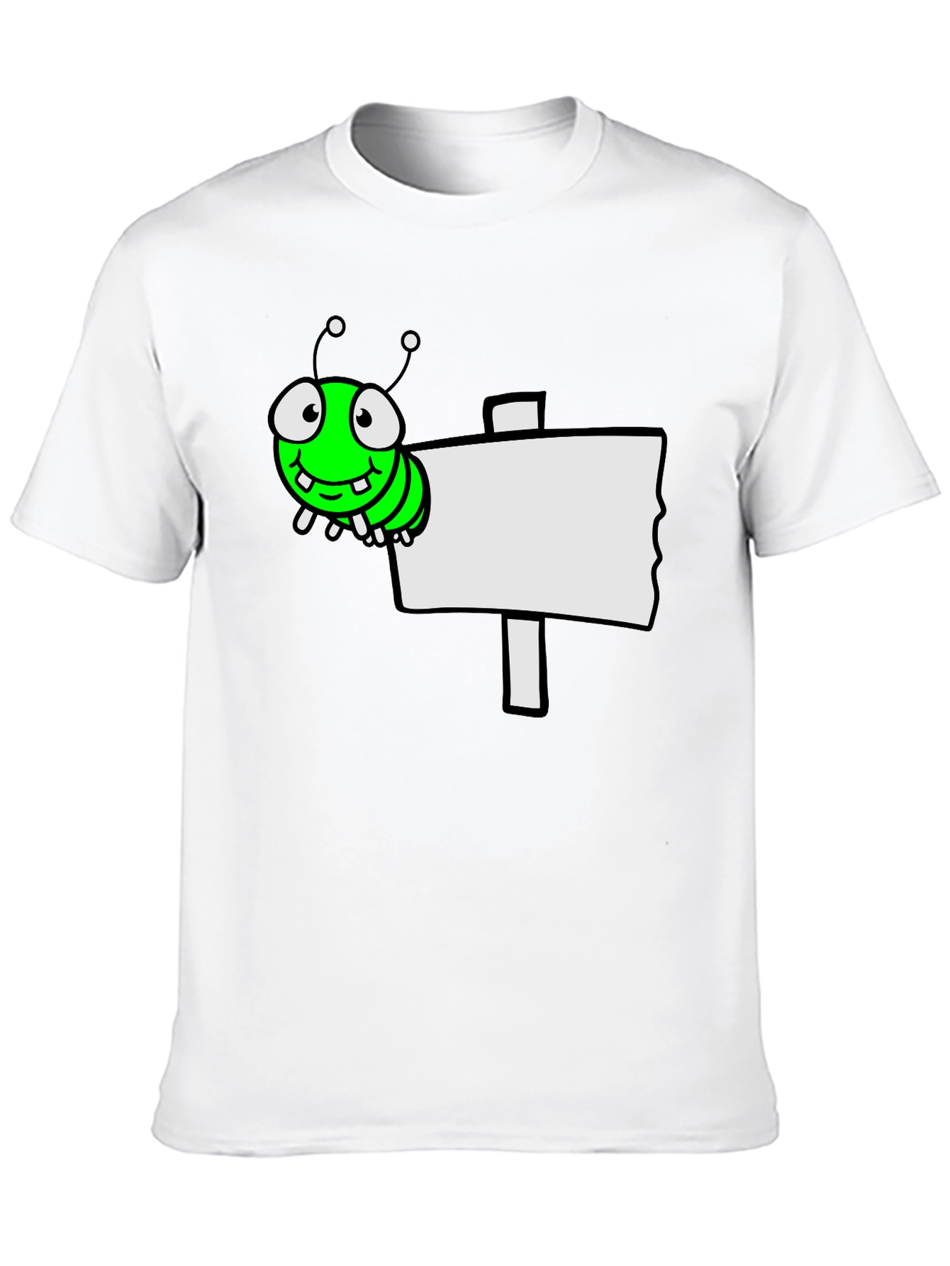 Cartoon Worm on Sign Graphic Tee - Black