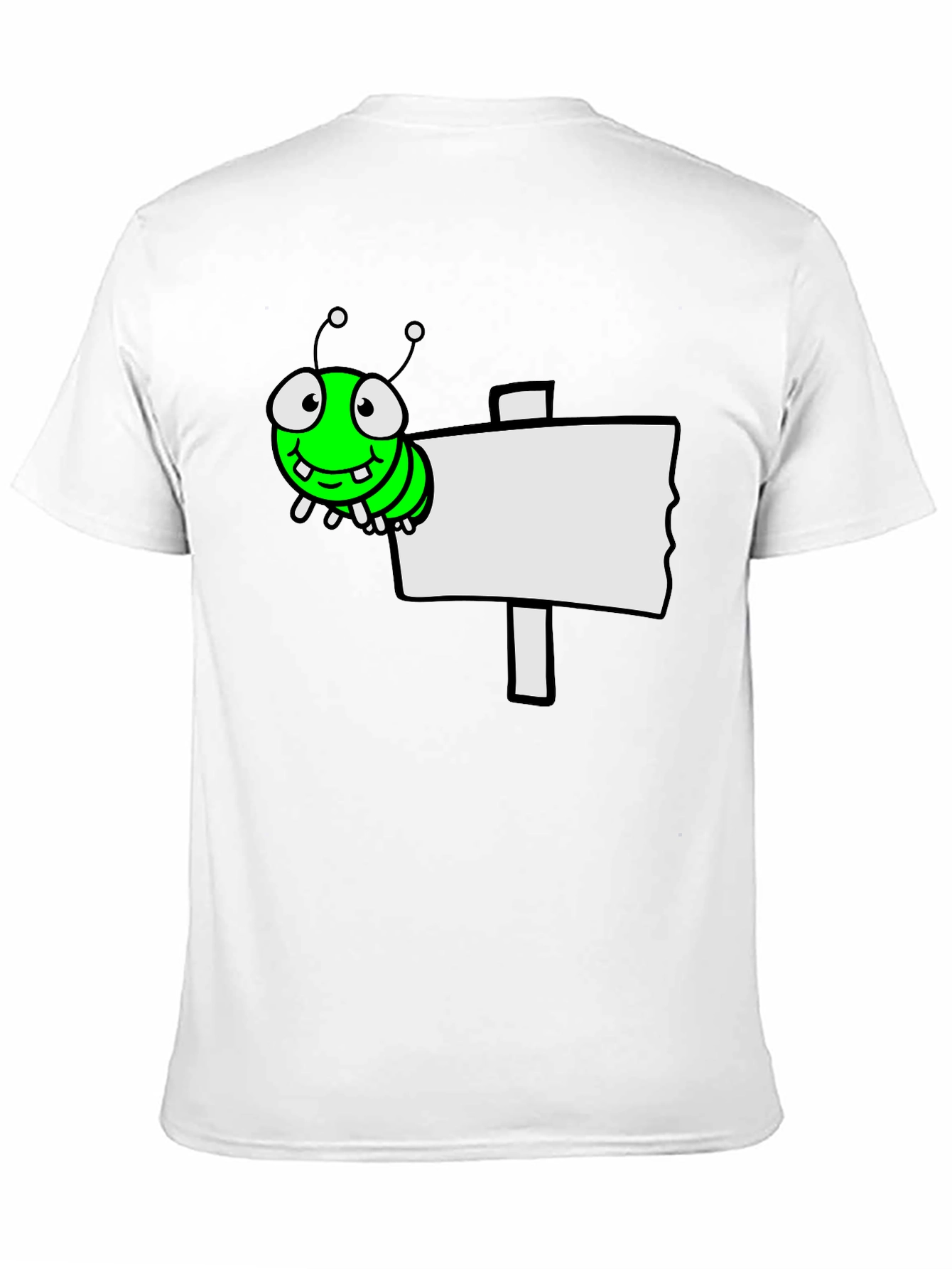 Cartoon Worm on Sign Graphic Tee - Black