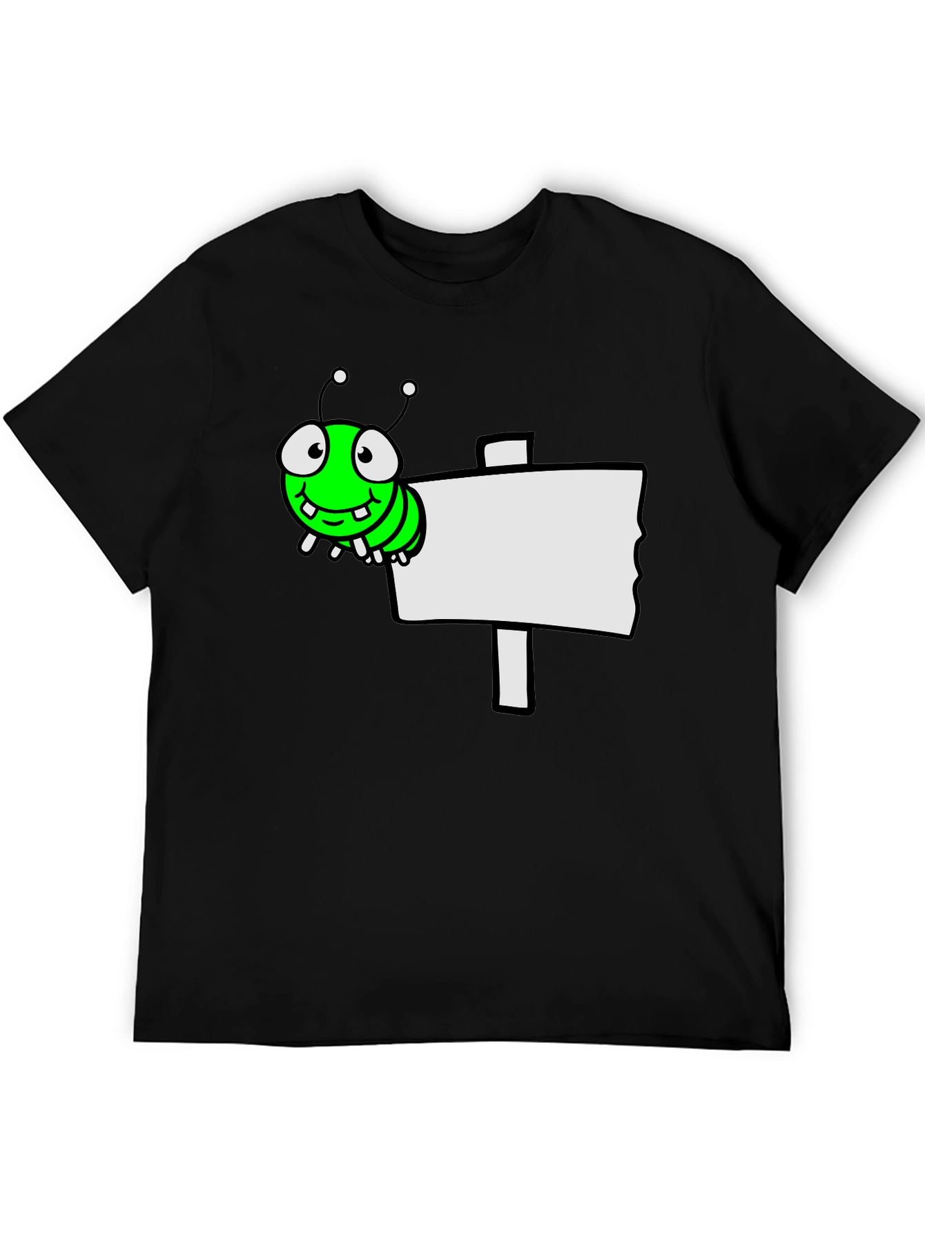 Cartoon Worm on Sign Graphic Tee - Black