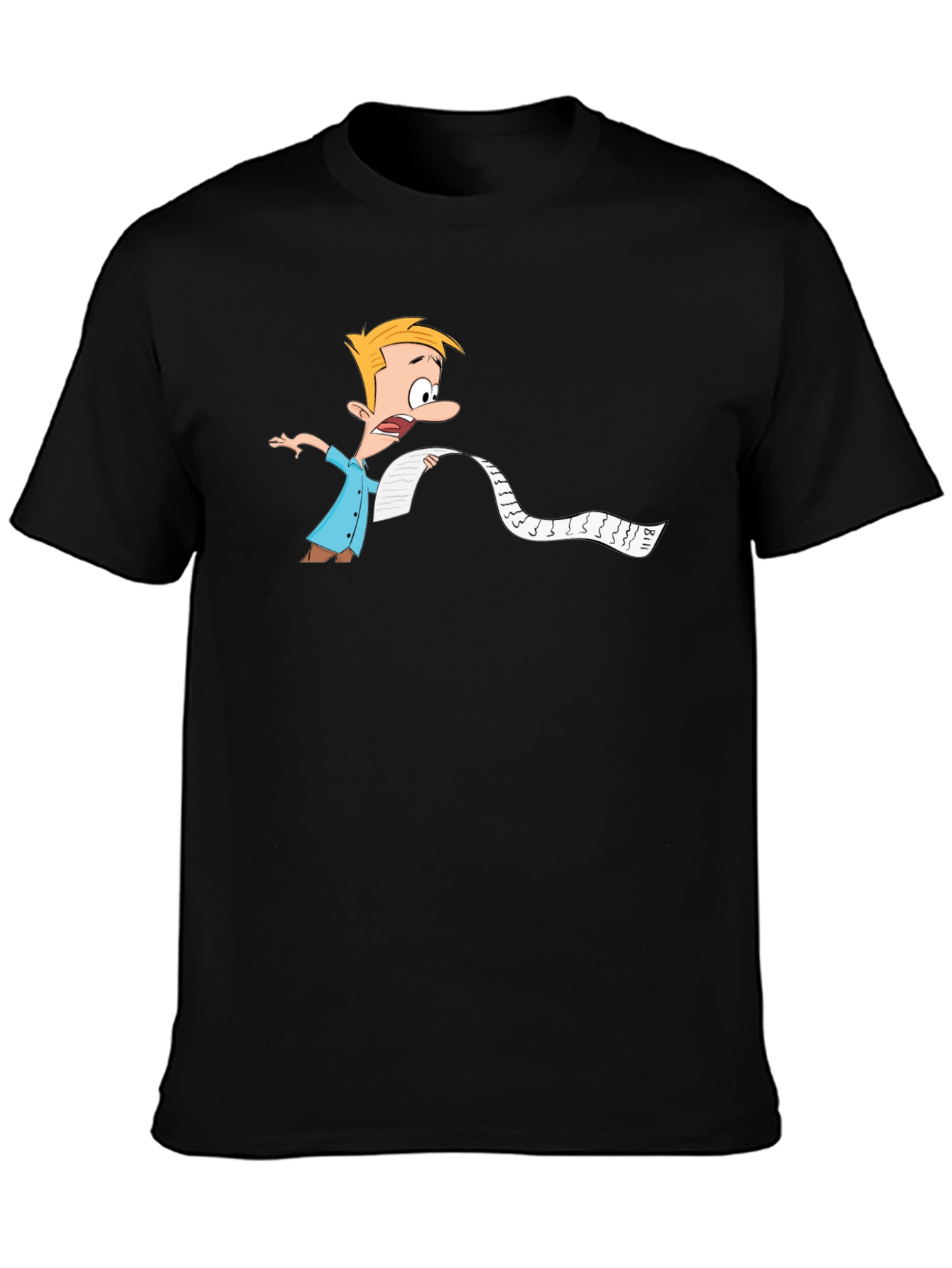 Cartoon Bill Shock Mens Black T-Shirt