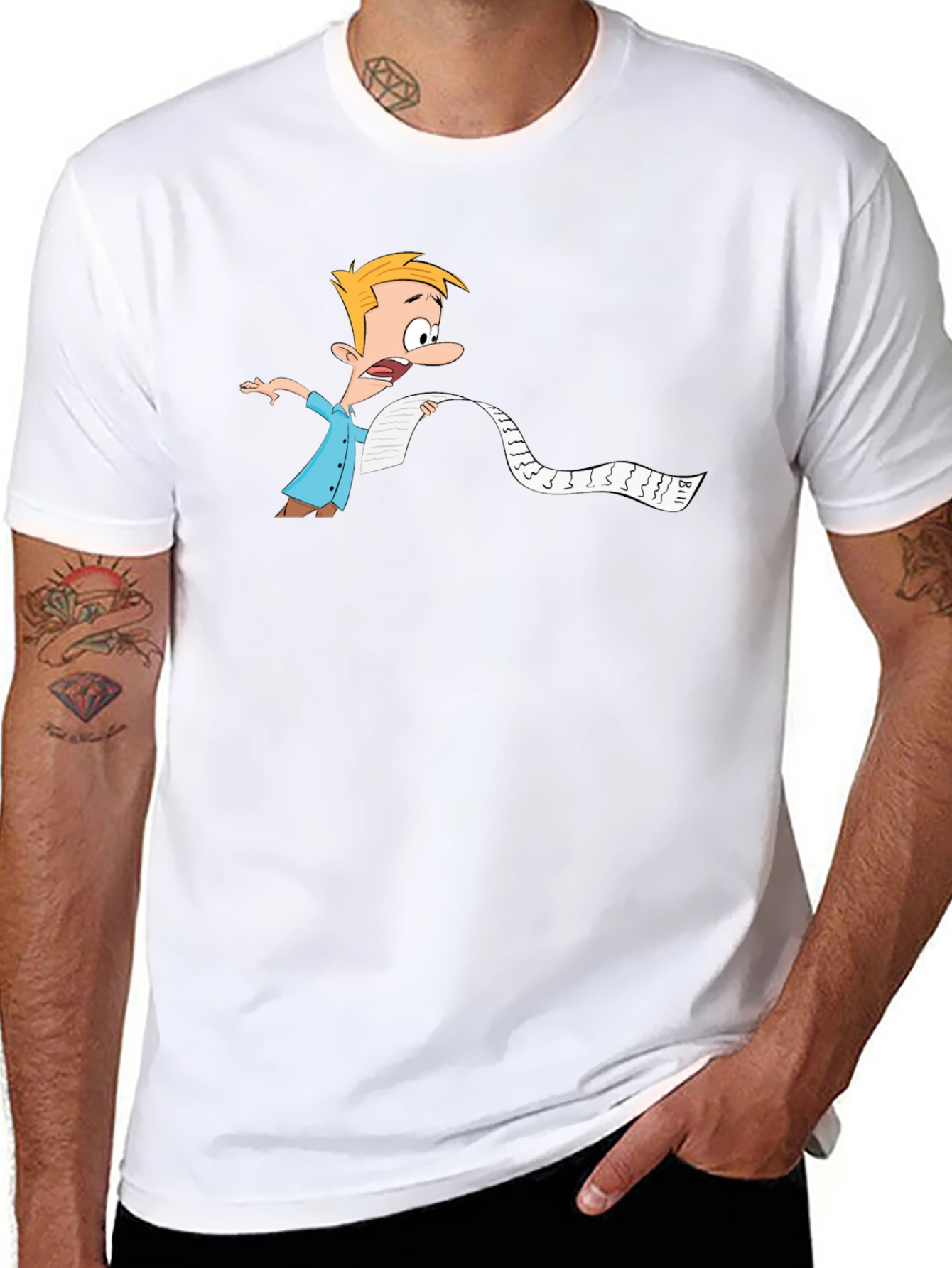 Cartoon Bill Shock Mens Black T-Shirt