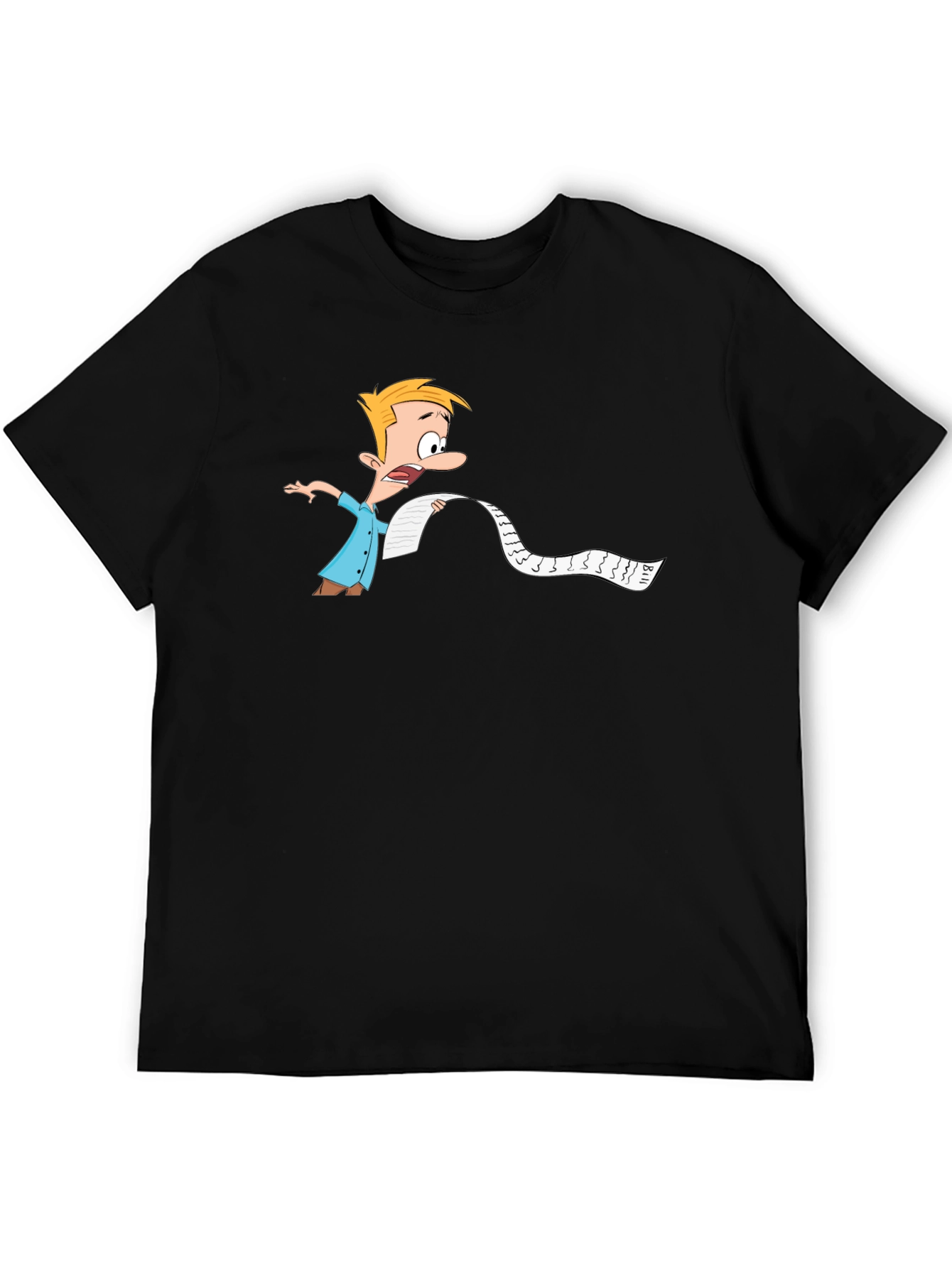 Cartoon Bill Shock Mens Black T-Shirt