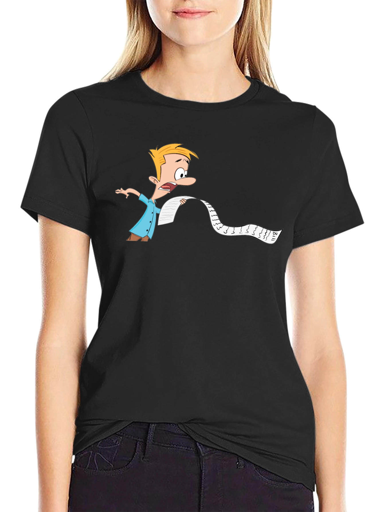 Cartoon Bill Shock Mens Black T-Shirt