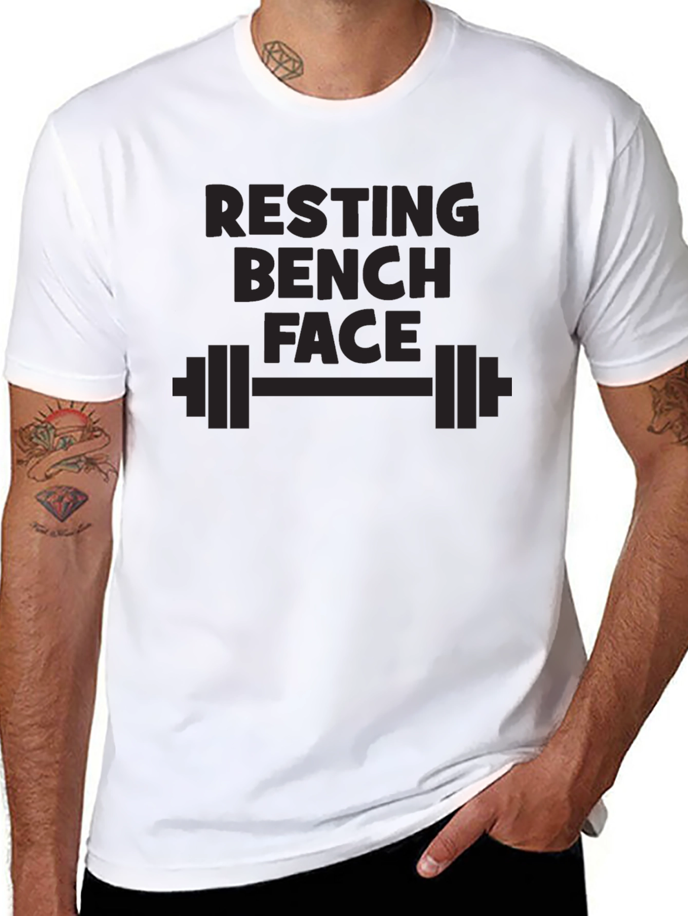 Resting Bench Face Graphic T-Shirt - Gym Humor