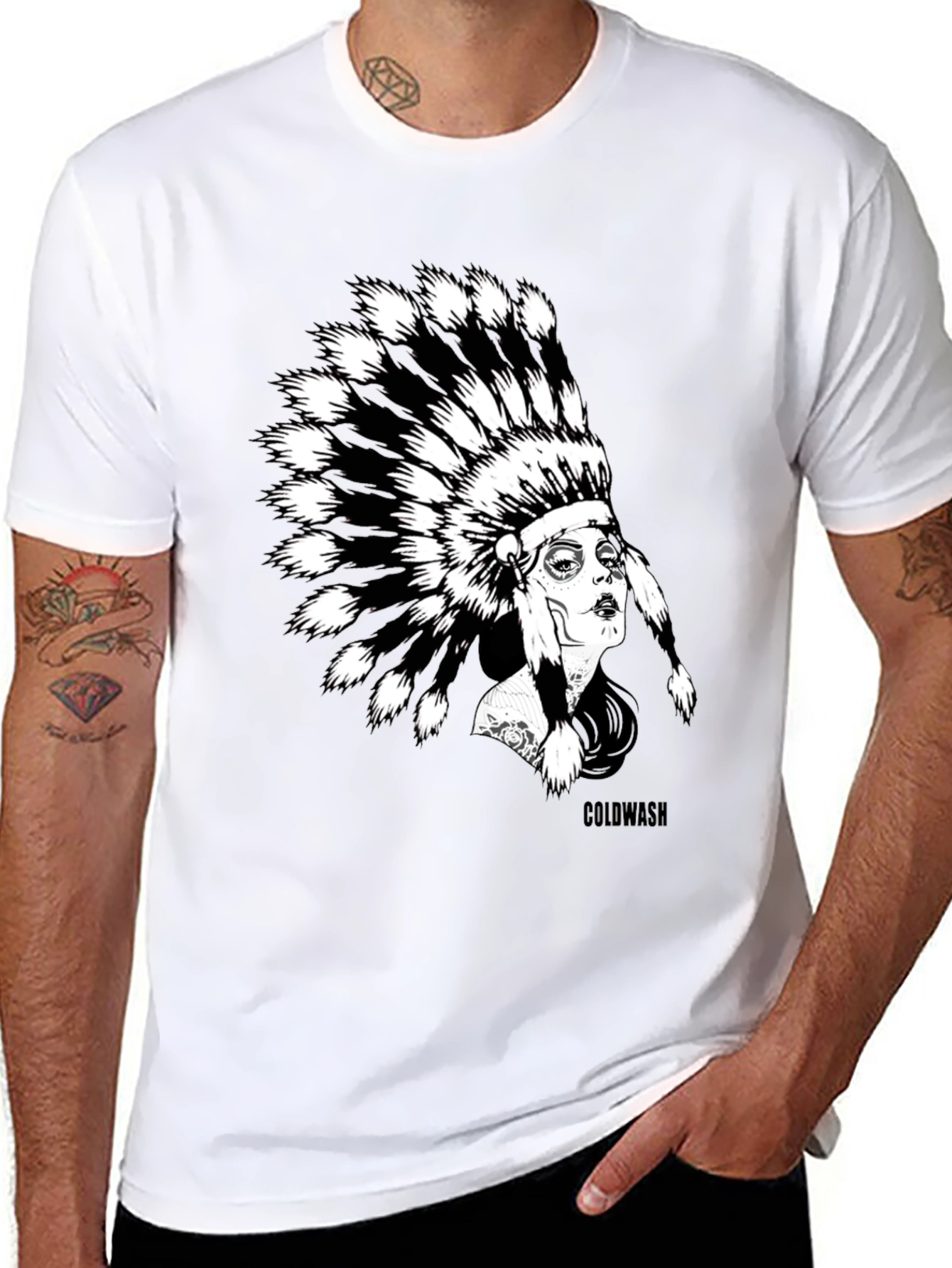 Native American Headdress Graphic Black T-Shirt