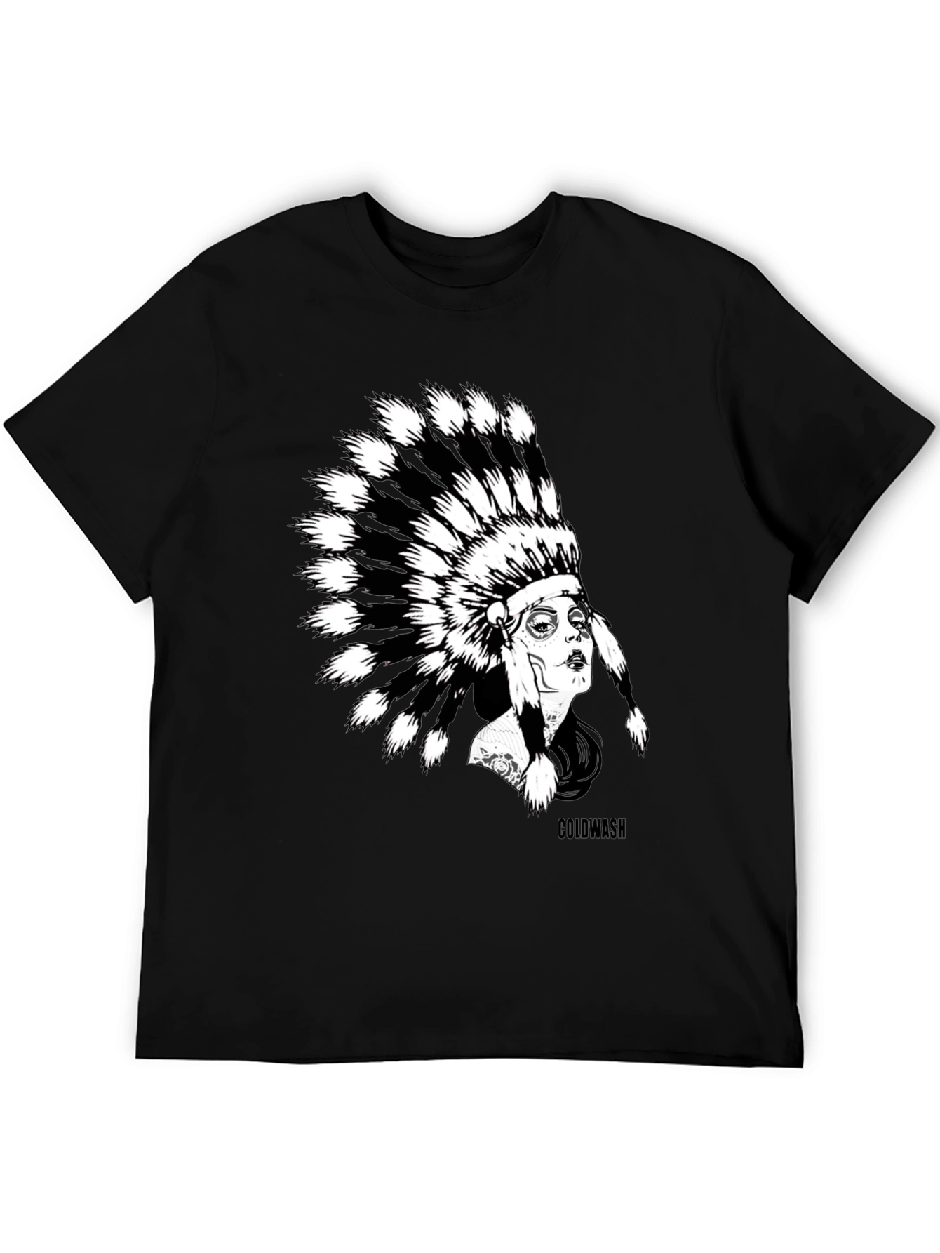 Native American Headdress Graphic Black T-Shirt