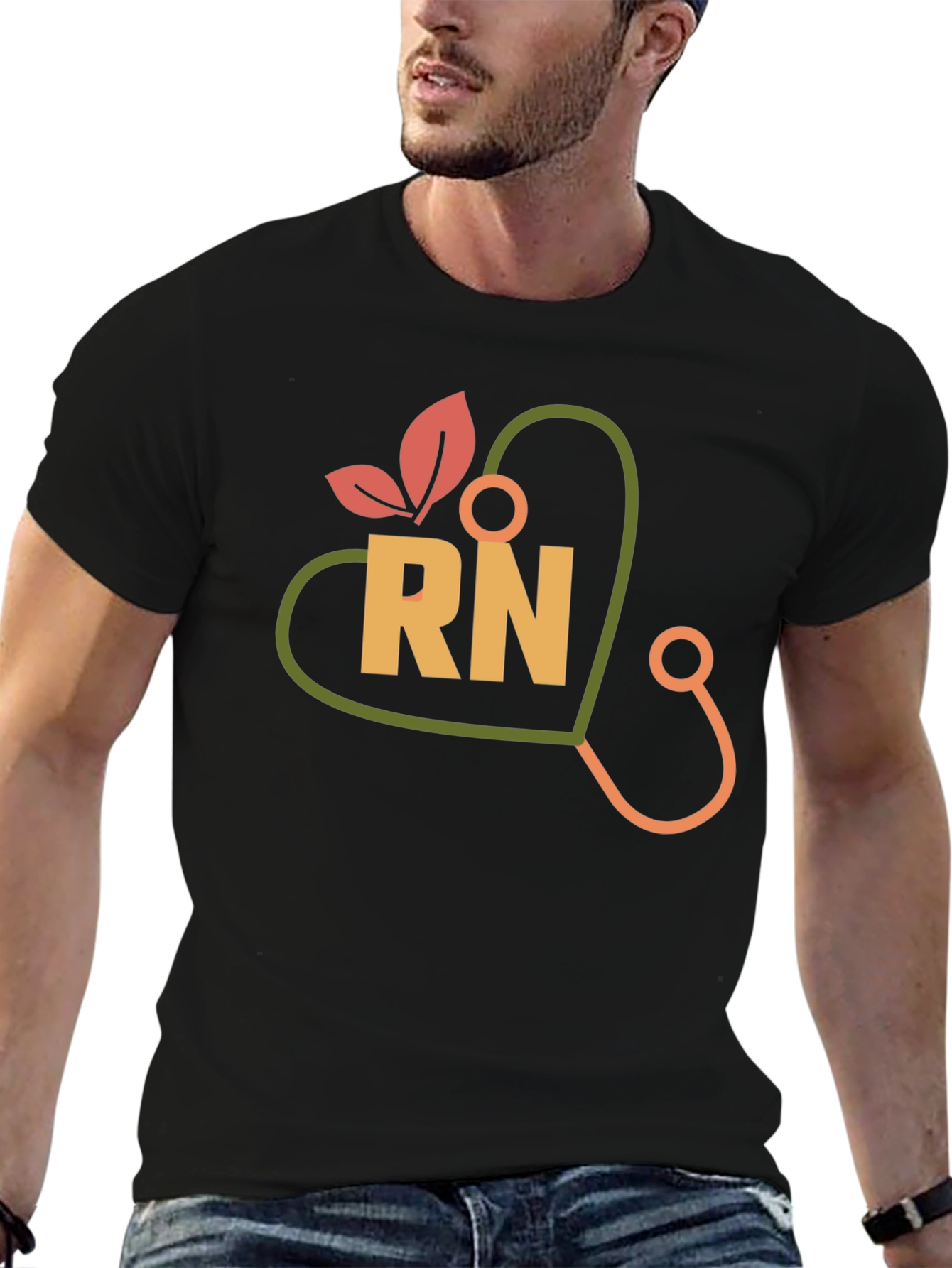 RN Heart Stethoscope Graphic T-Shirt