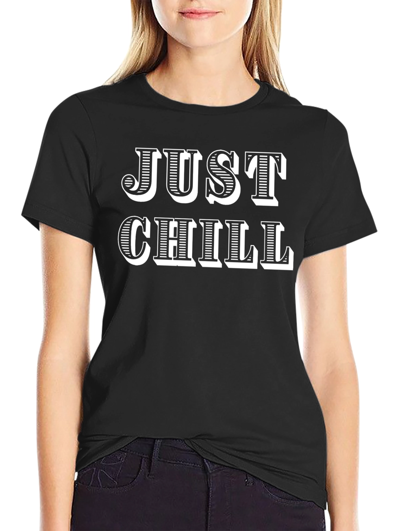 Just Chill Graphic Tee - Relaxed Fit Black T-Shirt