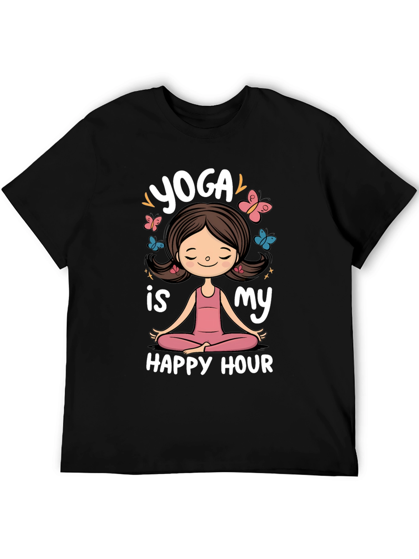 Yoga is My Happy Hour Black Graphic Tee