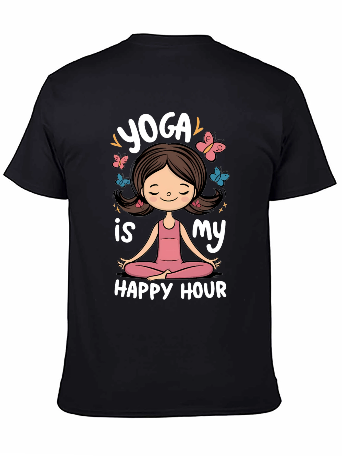 Yoga is My Happy Hour Black Graphic Tee
