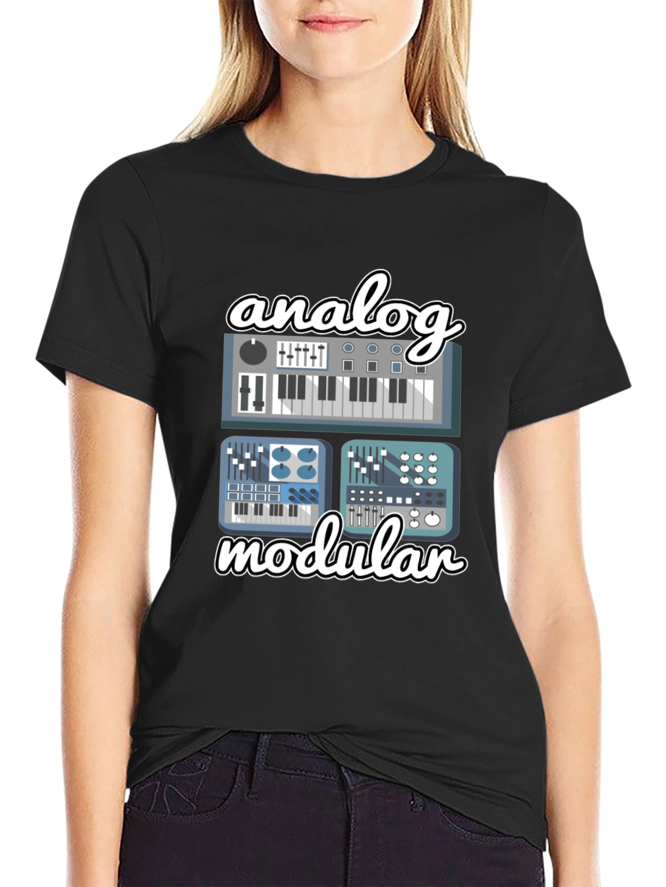 Analog Modular Synth Black T-Shirt - Musician Tee