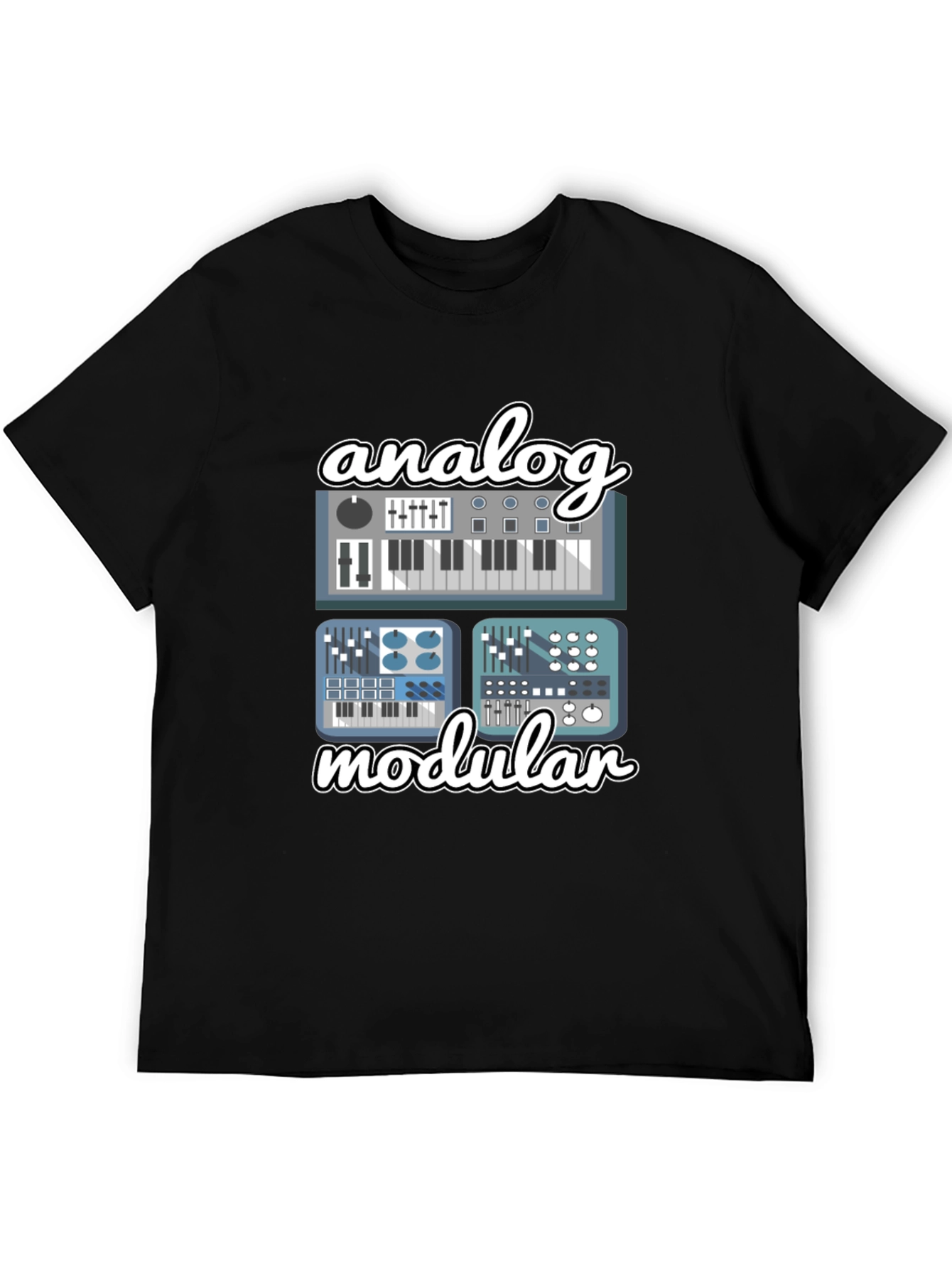 Analog Modular Synth Black T-Shirt - Musician Tee