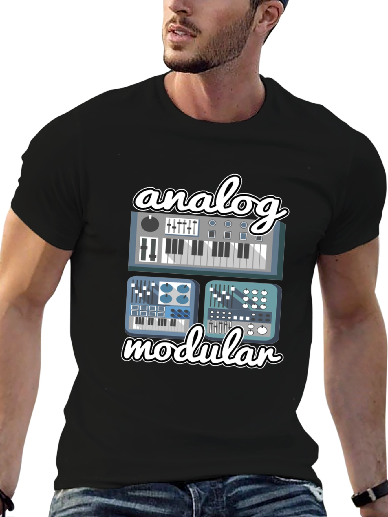 Analog Modular Synth Black T-Shirt - Musician Tee