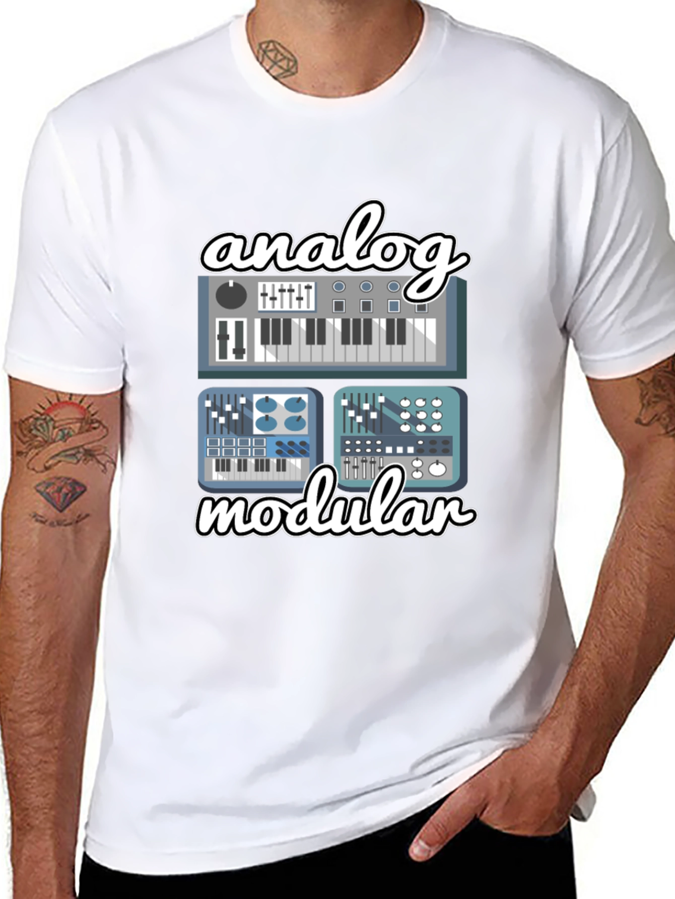 Analog Modular Synth Black T-Shirt - Musician Tee
