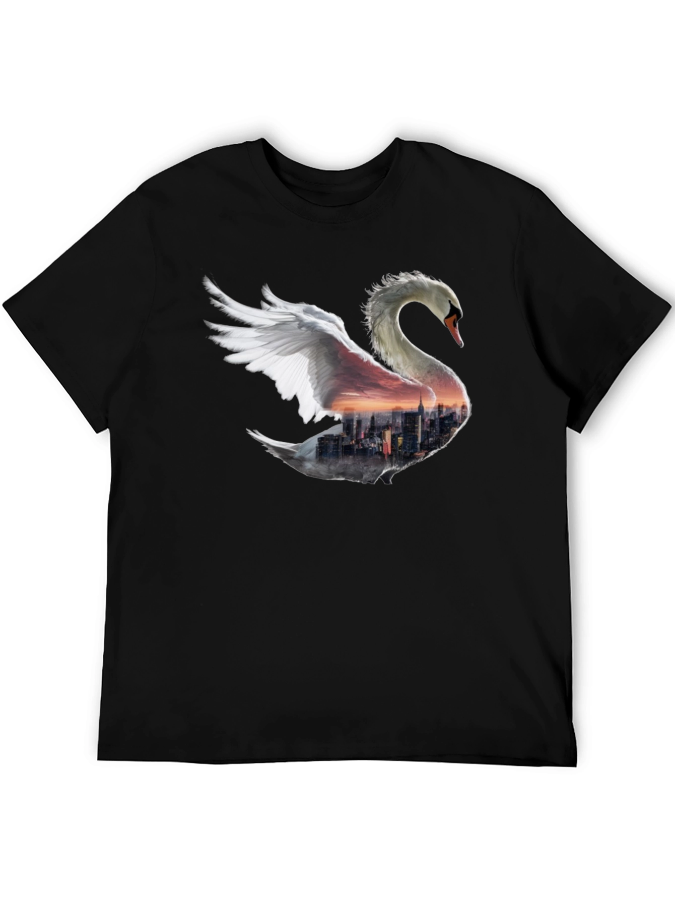 Swan Skyline Graphic T-Shirt - Unique Design