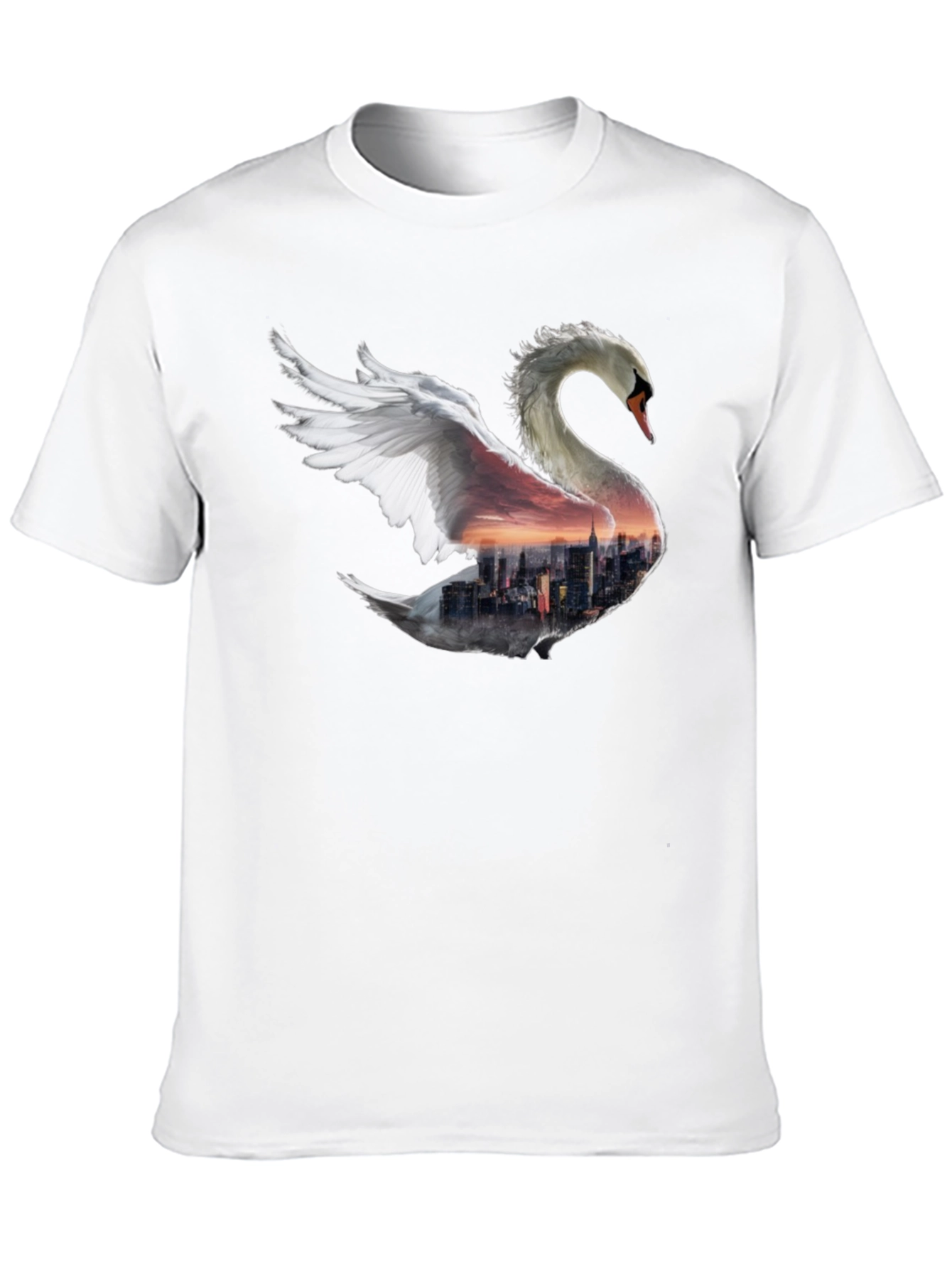 Swan Skyline Graphic T-Shirt - Unique Design
