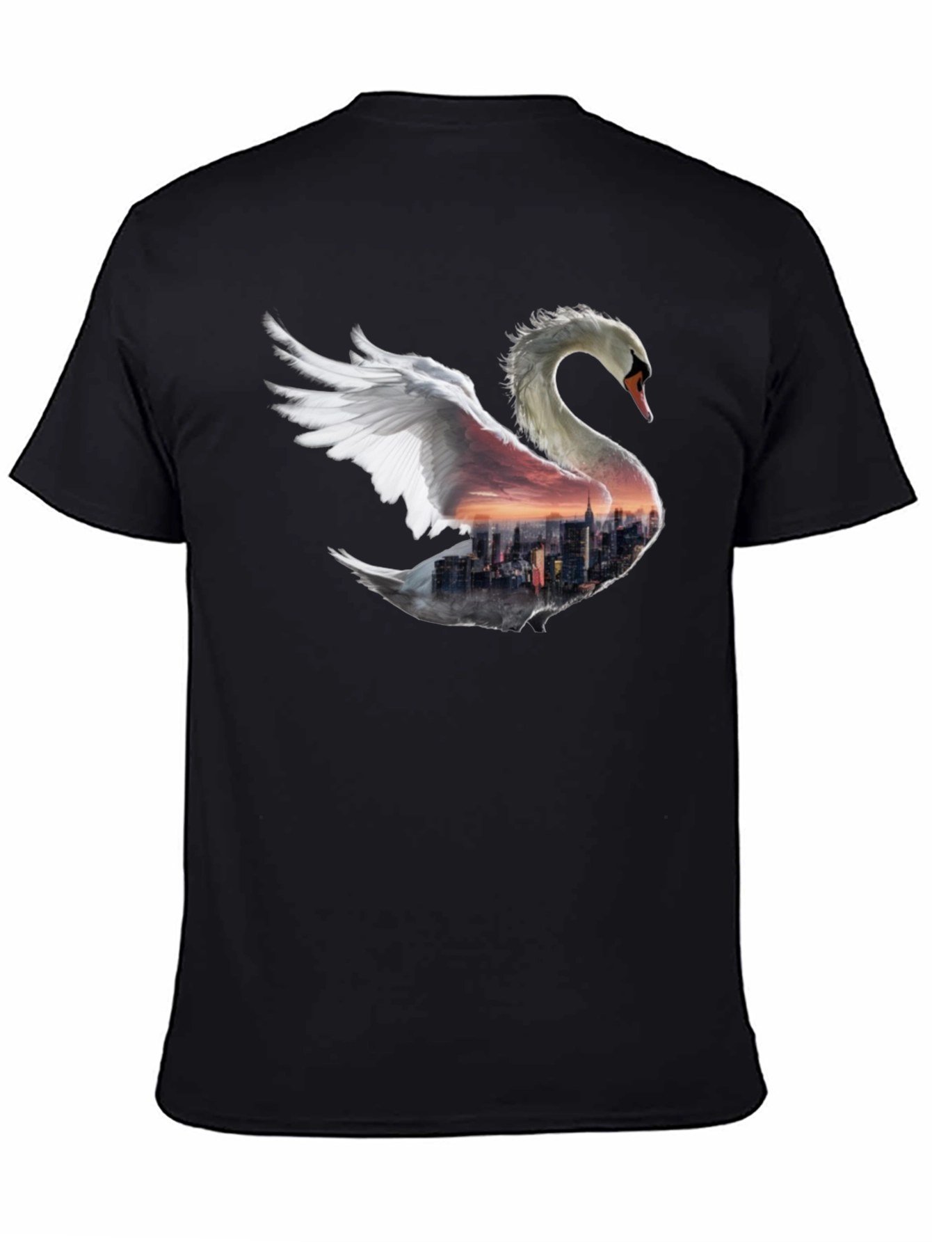 Swan Skyline Graphic T-Shirt - Unique Design