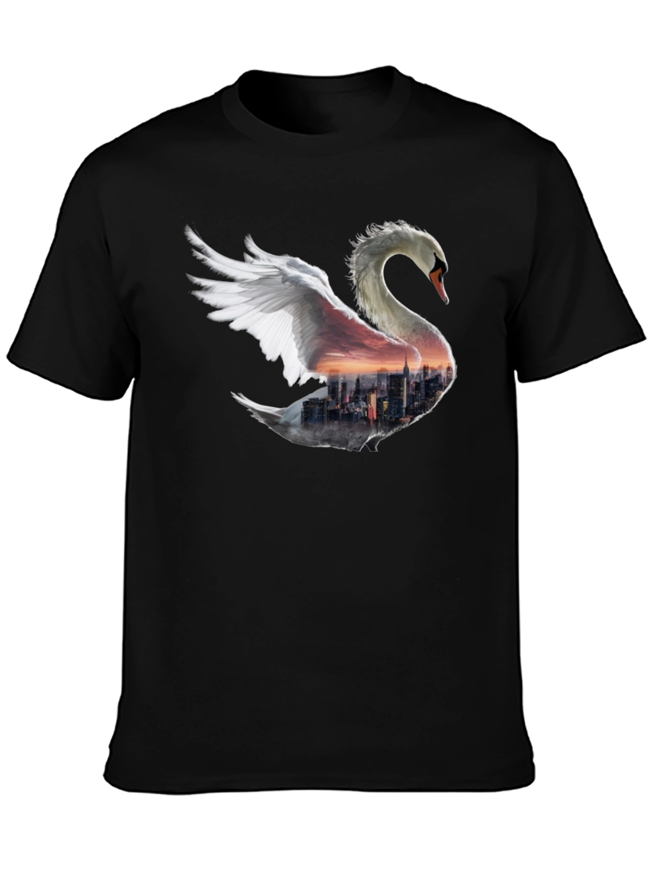 Swan Skyline Graphic T-Shirt - Unique Design