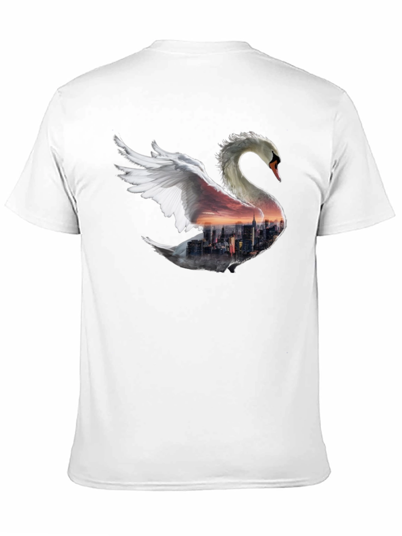 Swan Skyline Graphic T-Shirt - Unique Design
