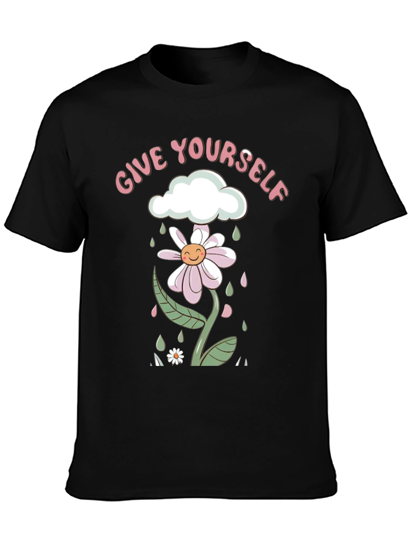 Give Yourself Flower Tee - Black Graphic Print Shirt