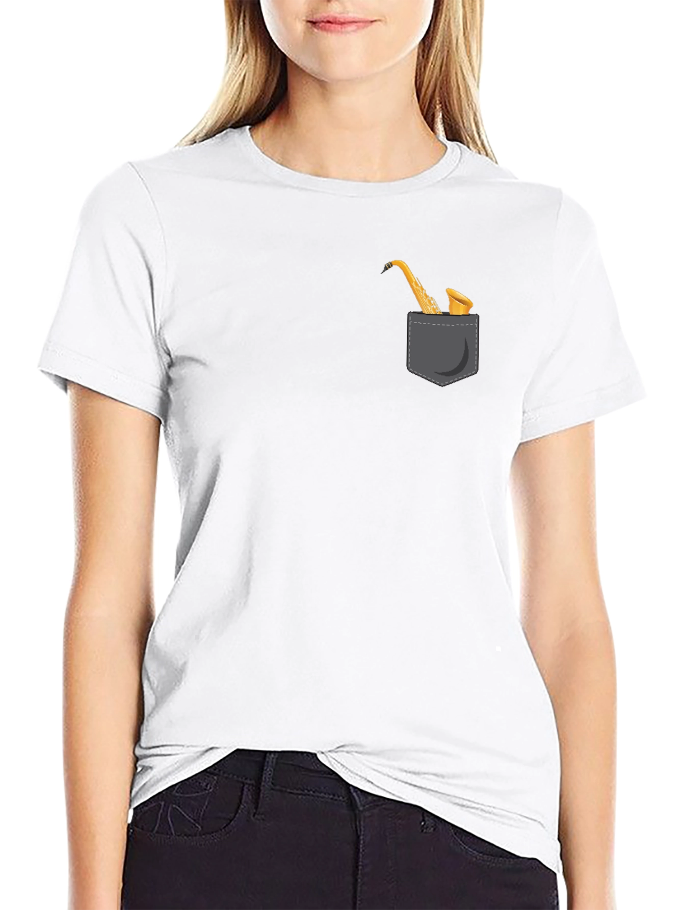 Saxophone Pocket Graphic Tee - Classic Black
