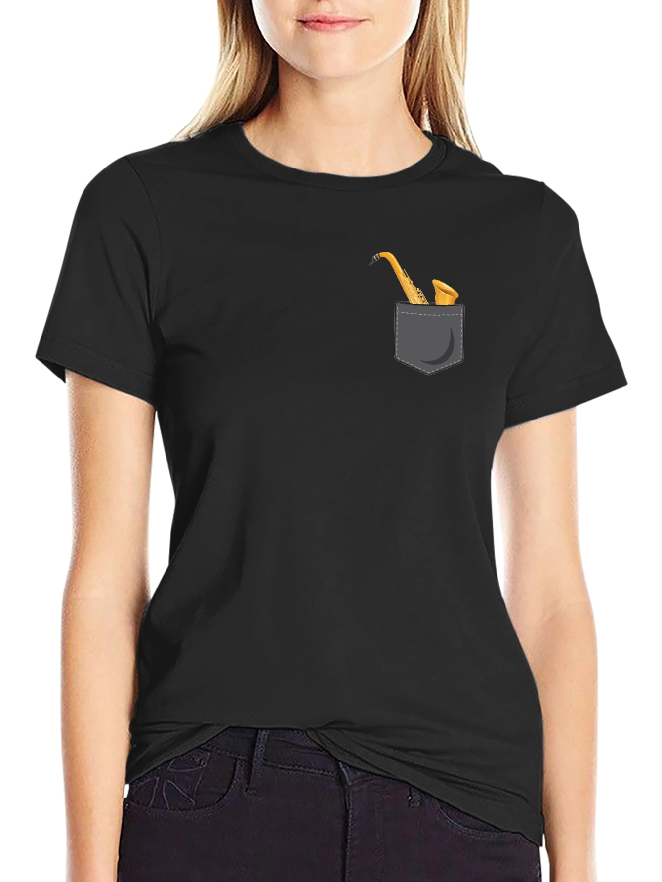 Saxophone Pocket Graphic Tee - Classic Black