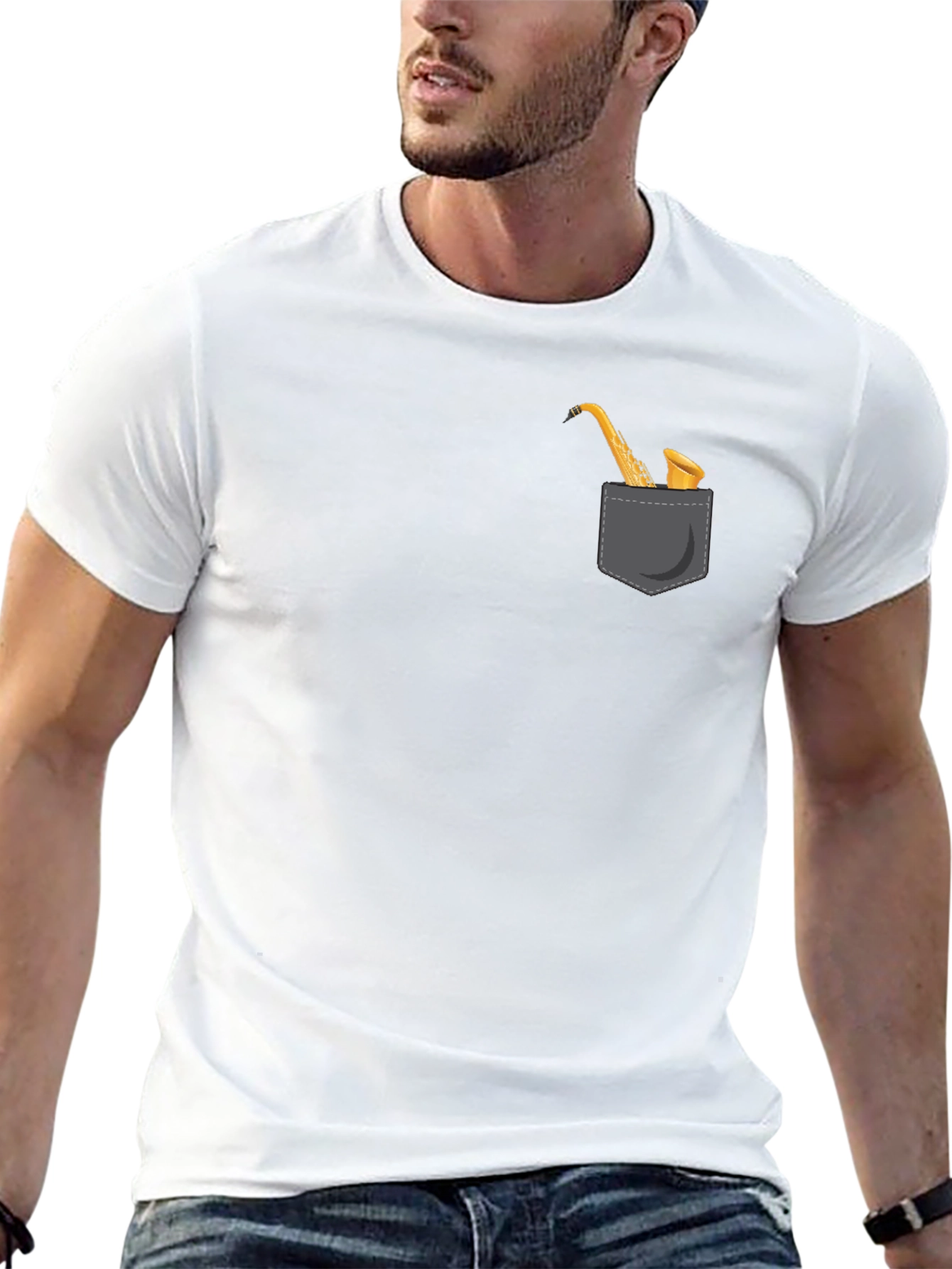 Saxophone Pocket Graphic Tee - Classic Black
