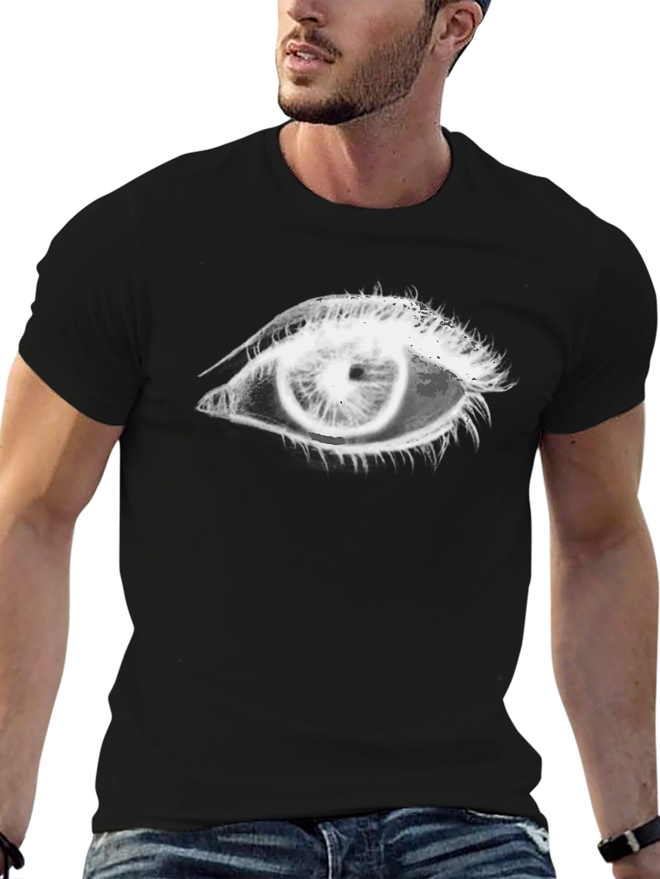Eye Graphic Tee - Black Cotton Unisex Shirt