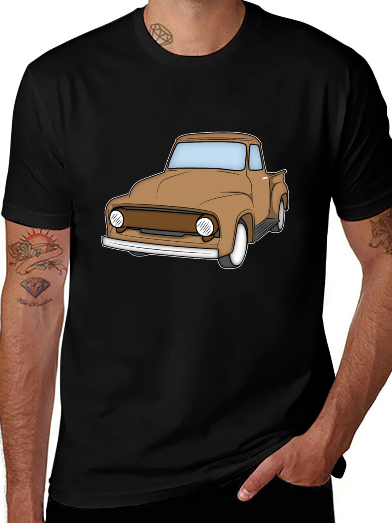 Classic Truck Graphic Tee - Black Cotton T-Shirt