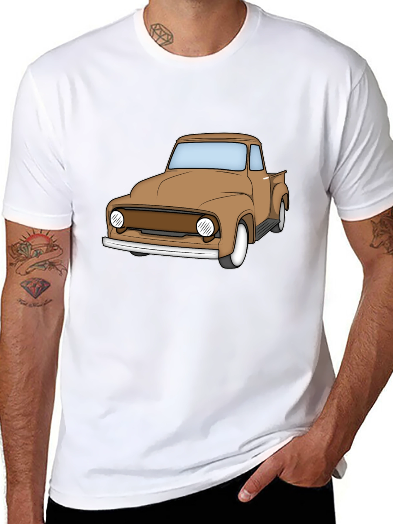 Classic Truck Graphic Tee - Black Cotton T-Shirt