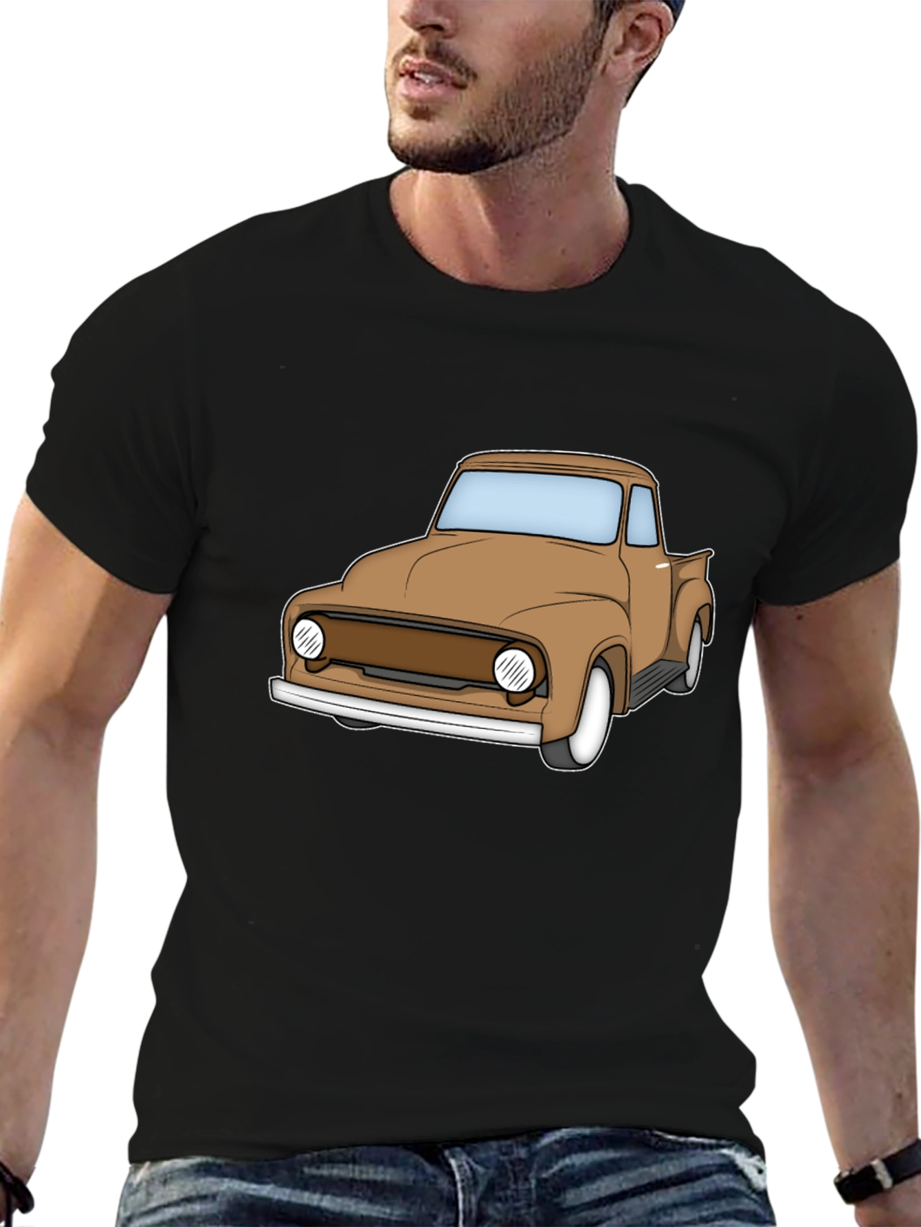 Classic Truck Graphic Tee - Black Cotton T-Shirt