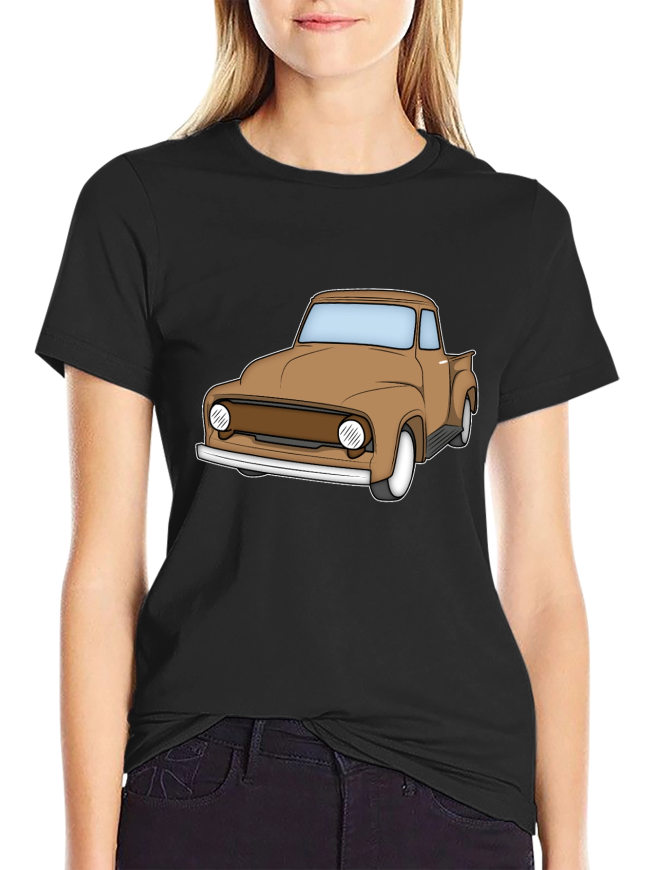 Classic Truck Graphic Tee - Black Cotton T-Shirt