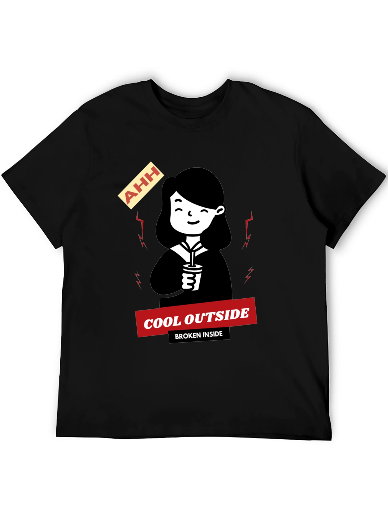 Cool Outside Broken Inside Black T-Shirt