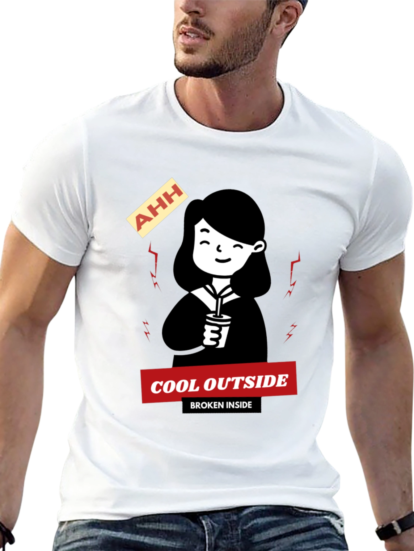 Cool Outside Broken Inside Black T-Shirt