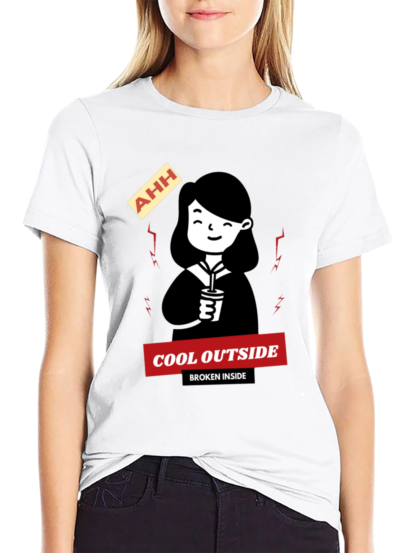 Cool Outside Broken Inside Black T-Shirt