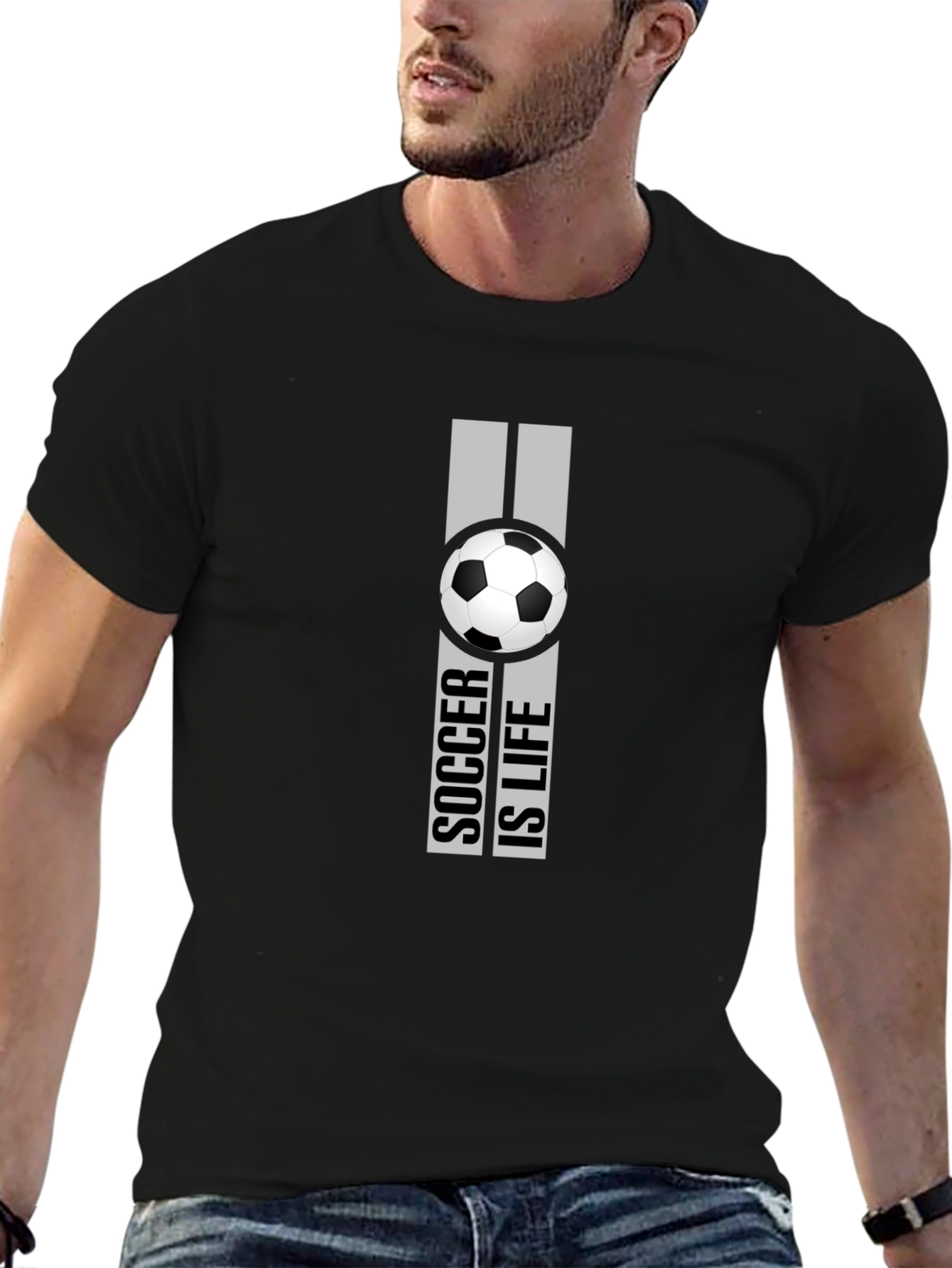 Soccer Is Life Graphic T-Shirt - Black