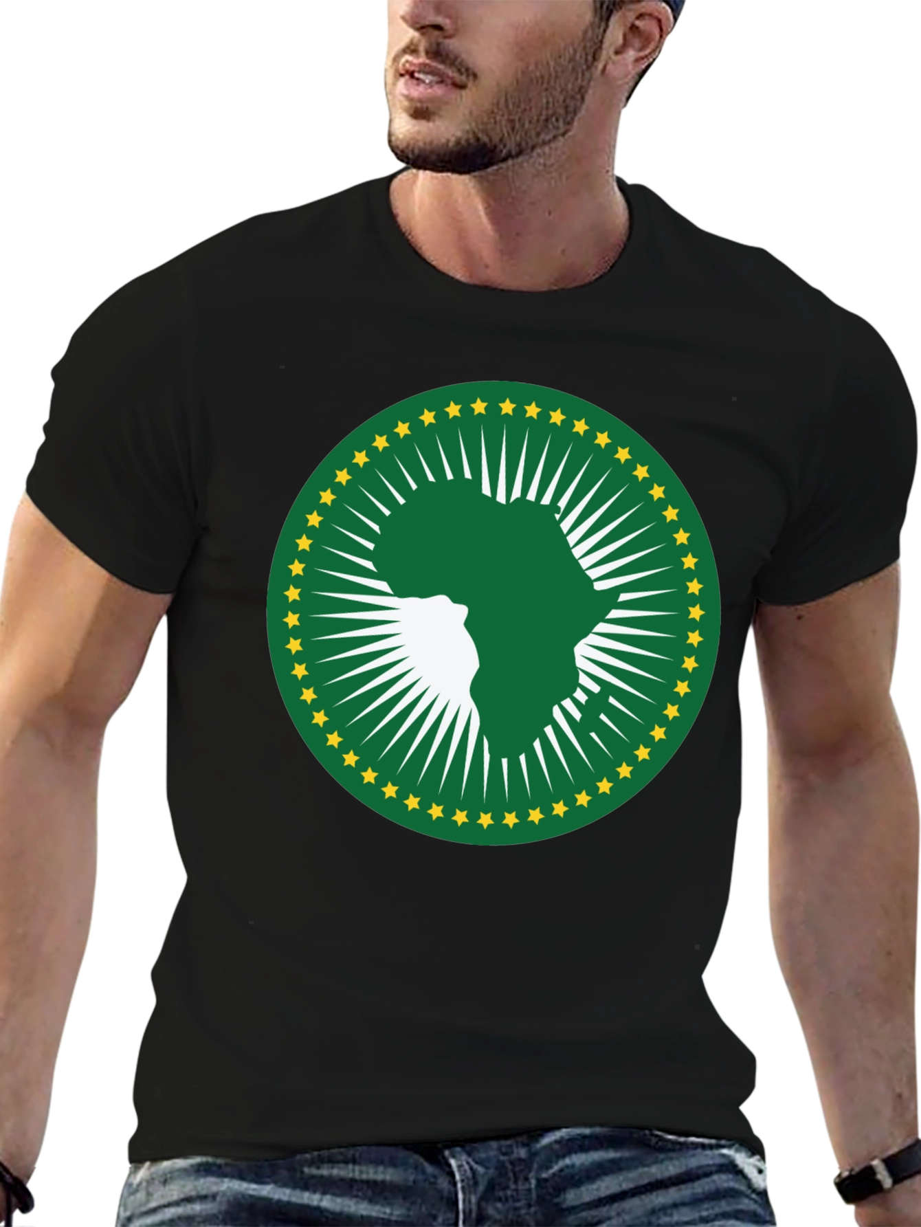 African Union T-Shirt - Green & Gold Africa Logo