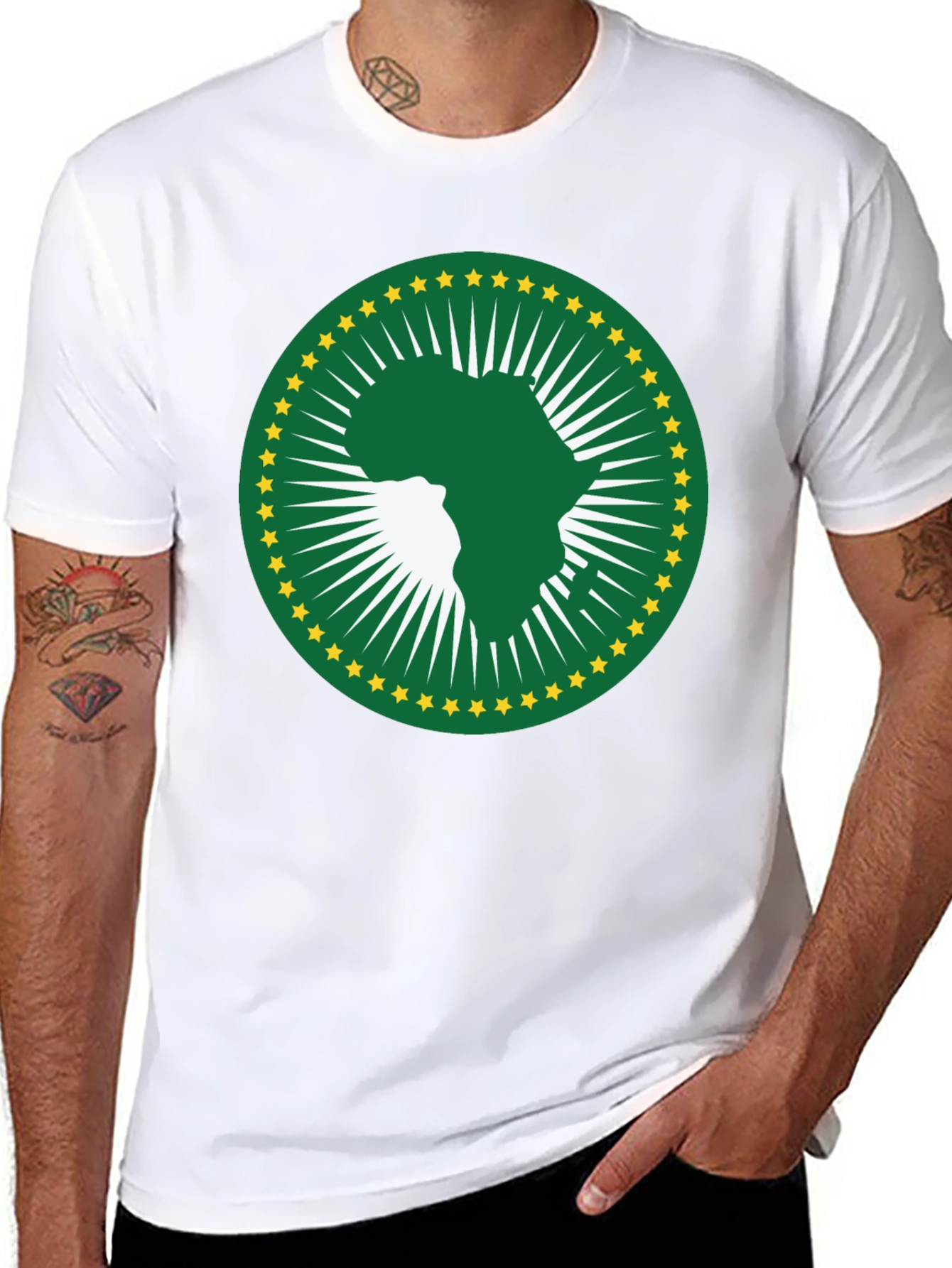 African Union T-Shirt - Green & Gold Africa Logo