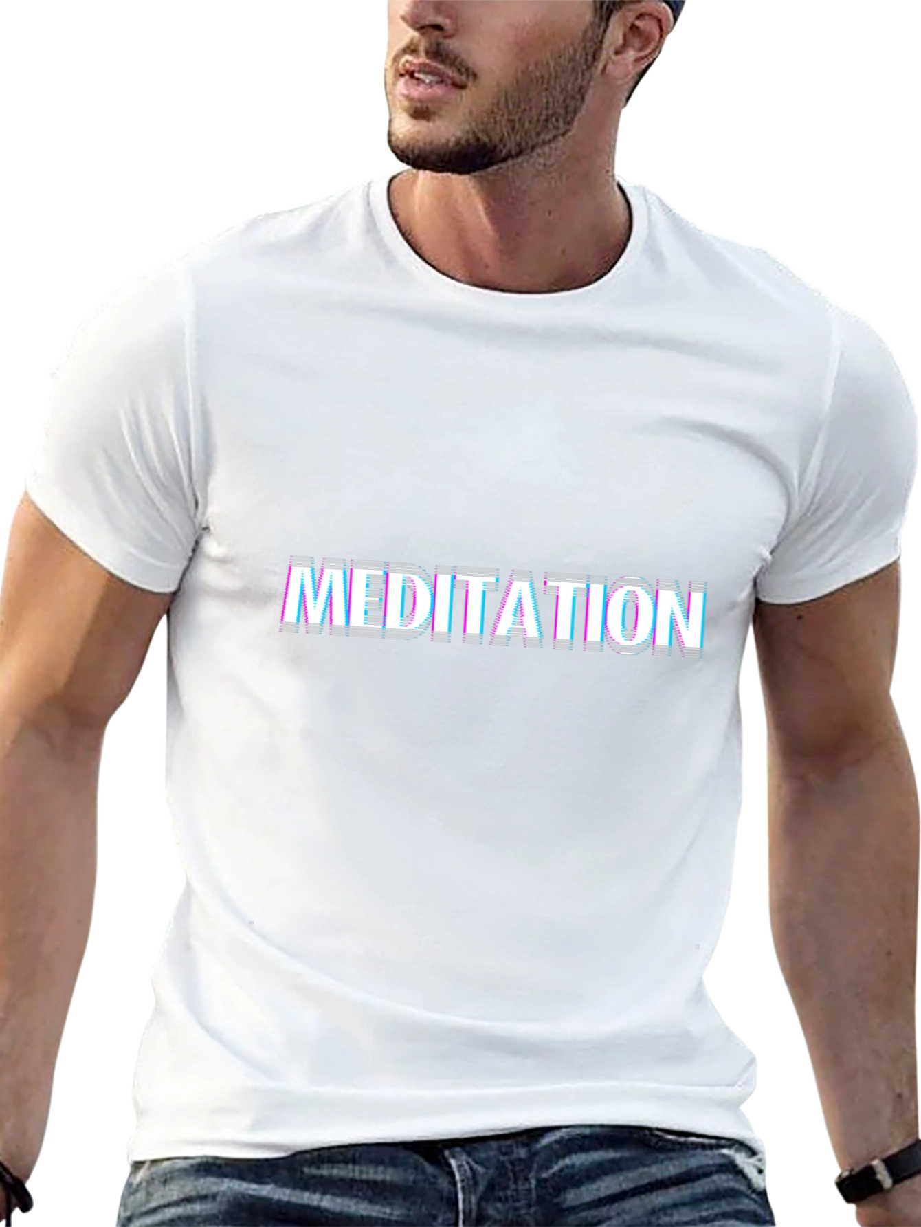 Meditation Glitch T-Shirt - Trendy Graphic Tee