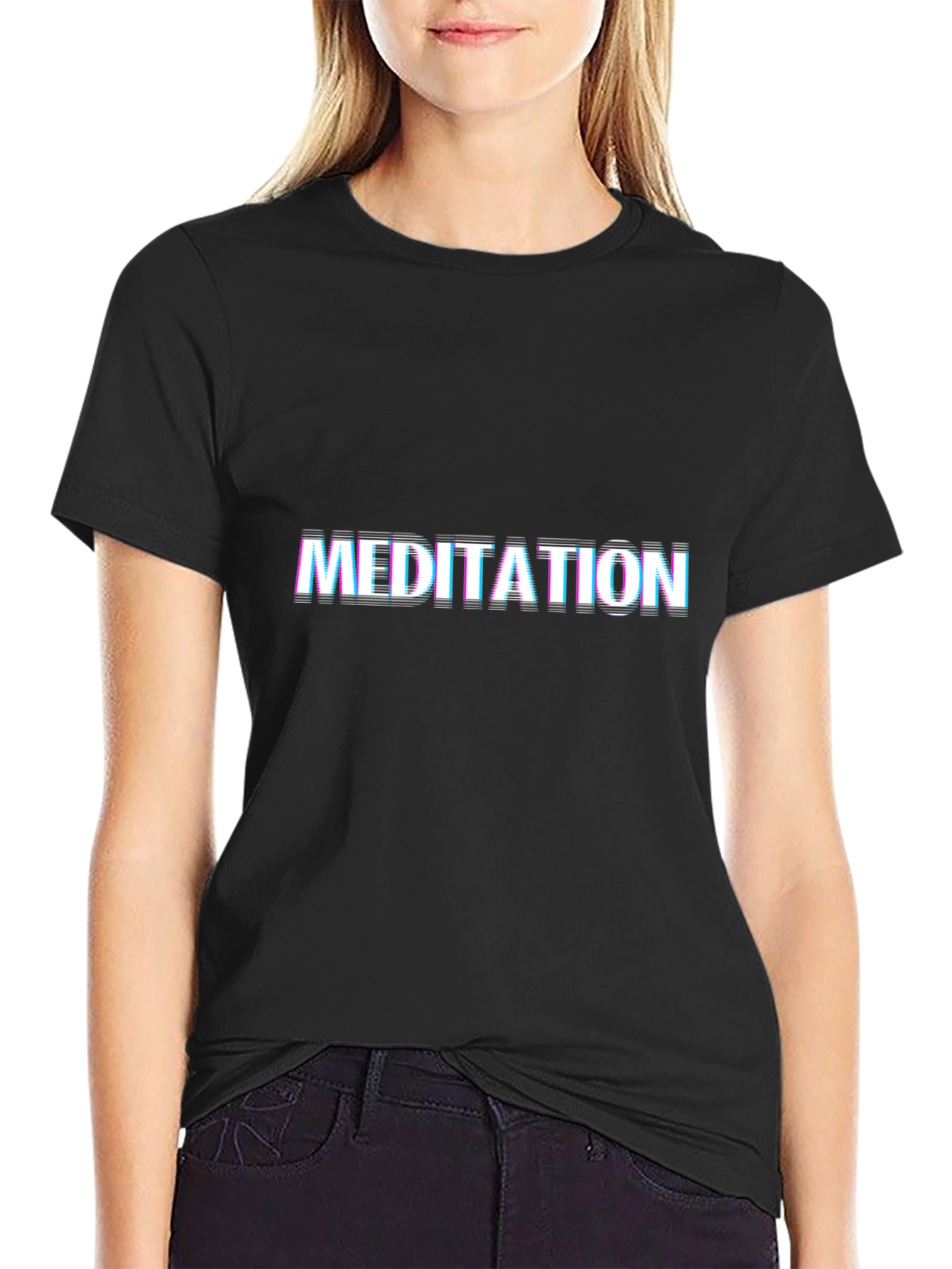 Meditation Glitch T-Shirt - Trendy Graphic Tee