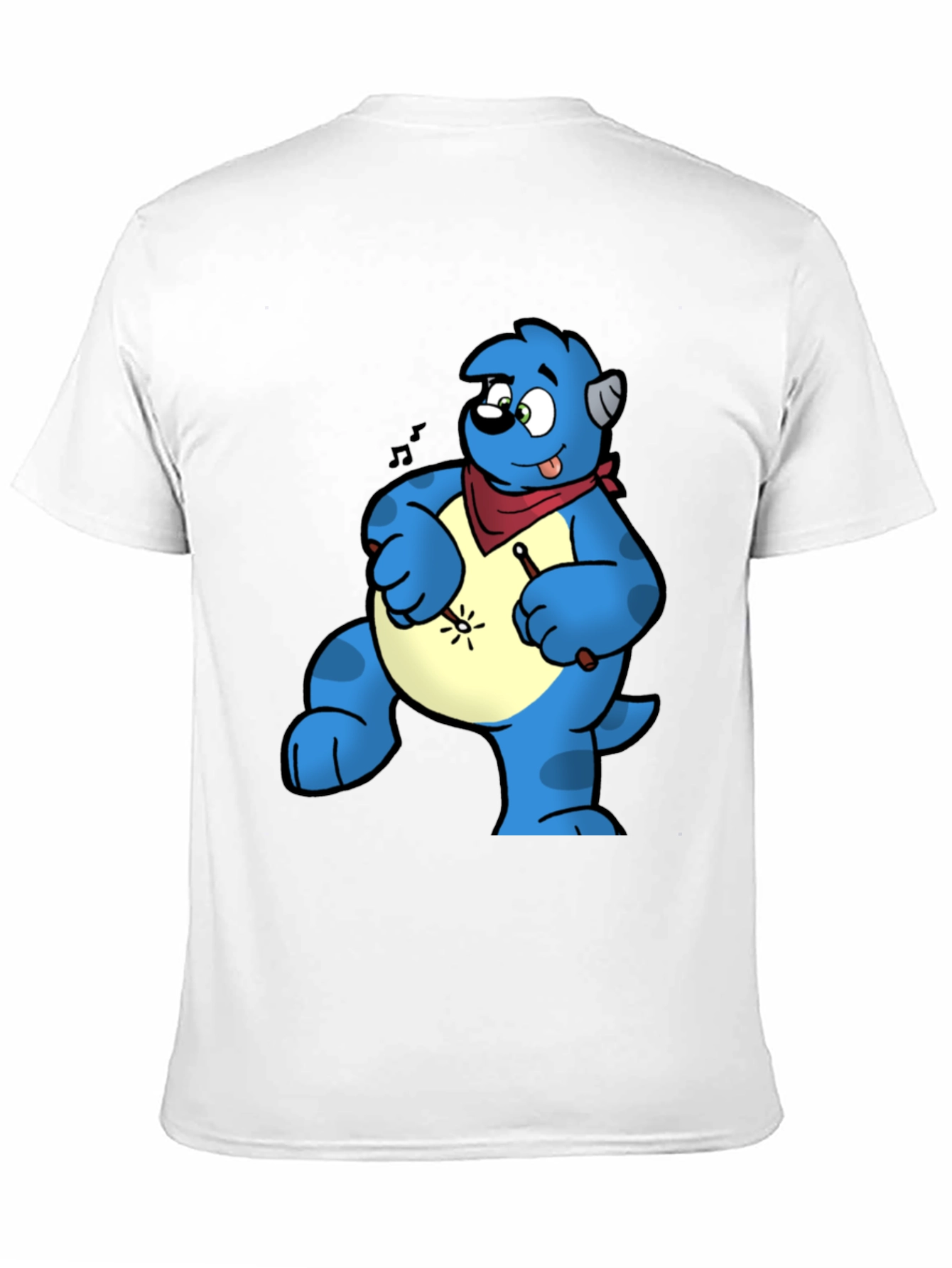 Blue Cartoon Character Drummer Graphic T-Shirt