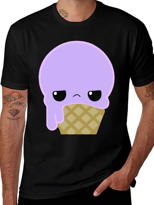 Sad Ice Cream Cone Graphic Tee - Black
