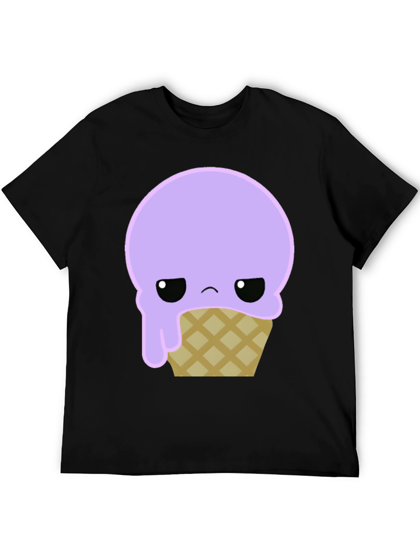 Sad Ice Cream Cone Graphic Tee - Black