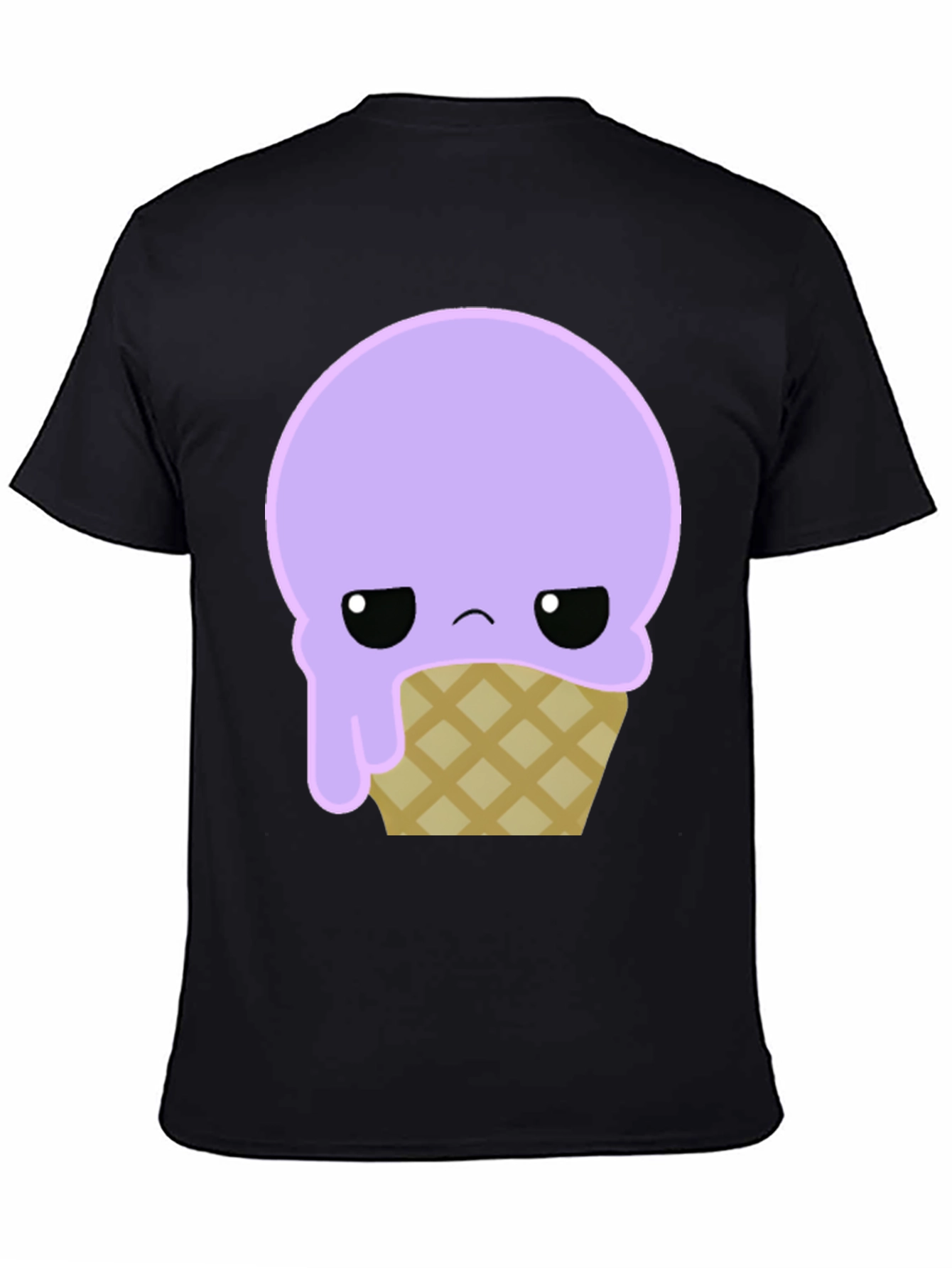 Sad Ice Cream Cone Graphic Tee - Black