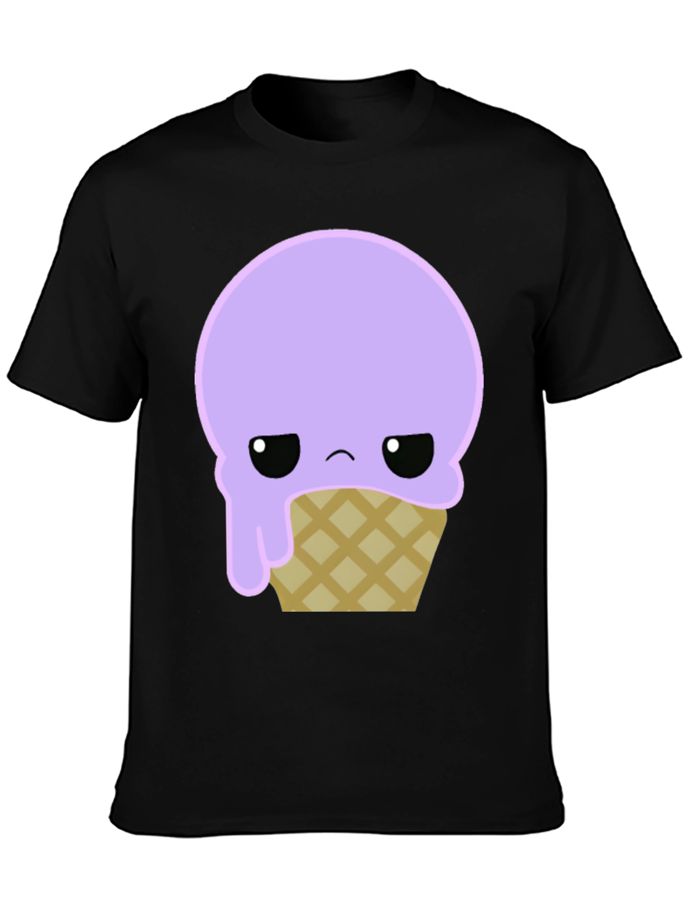 Sad Ice Cream Cone Graphic Tee - Black
