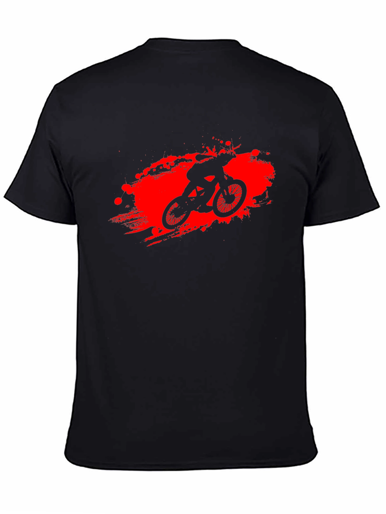 Black T-Shirt with Red BMX Rider Graphic
