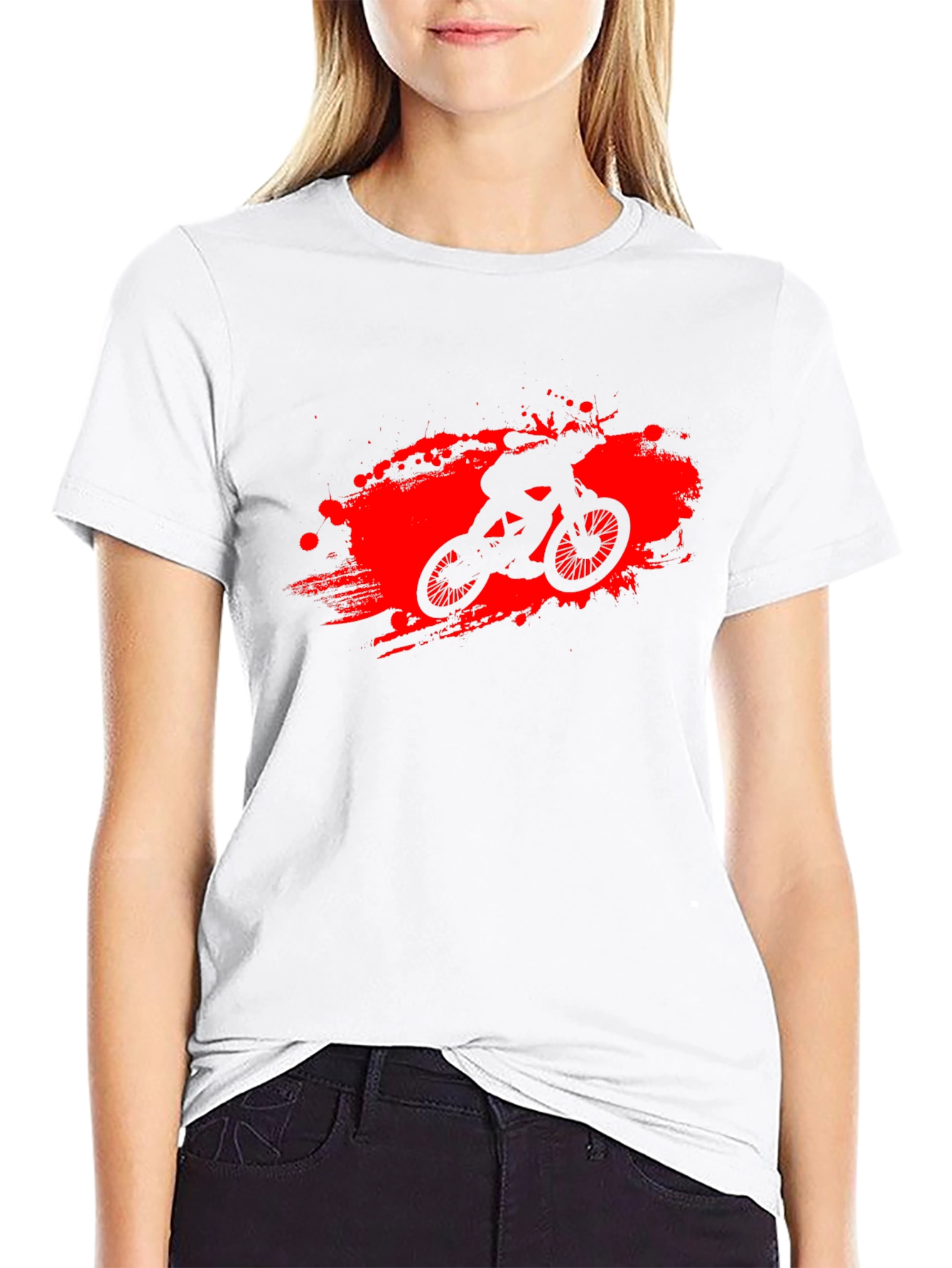 Black T-Shirt with Red BMX Rider Graphic