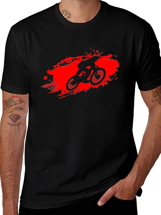 Black T-Shirt with Red BMX Rider Graphic