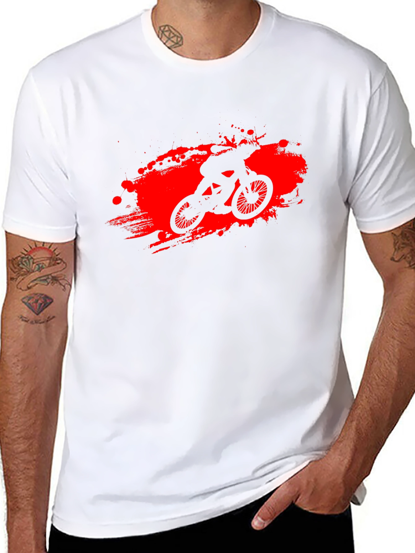 Black T-Shirt with Red BMX Rider Graphic