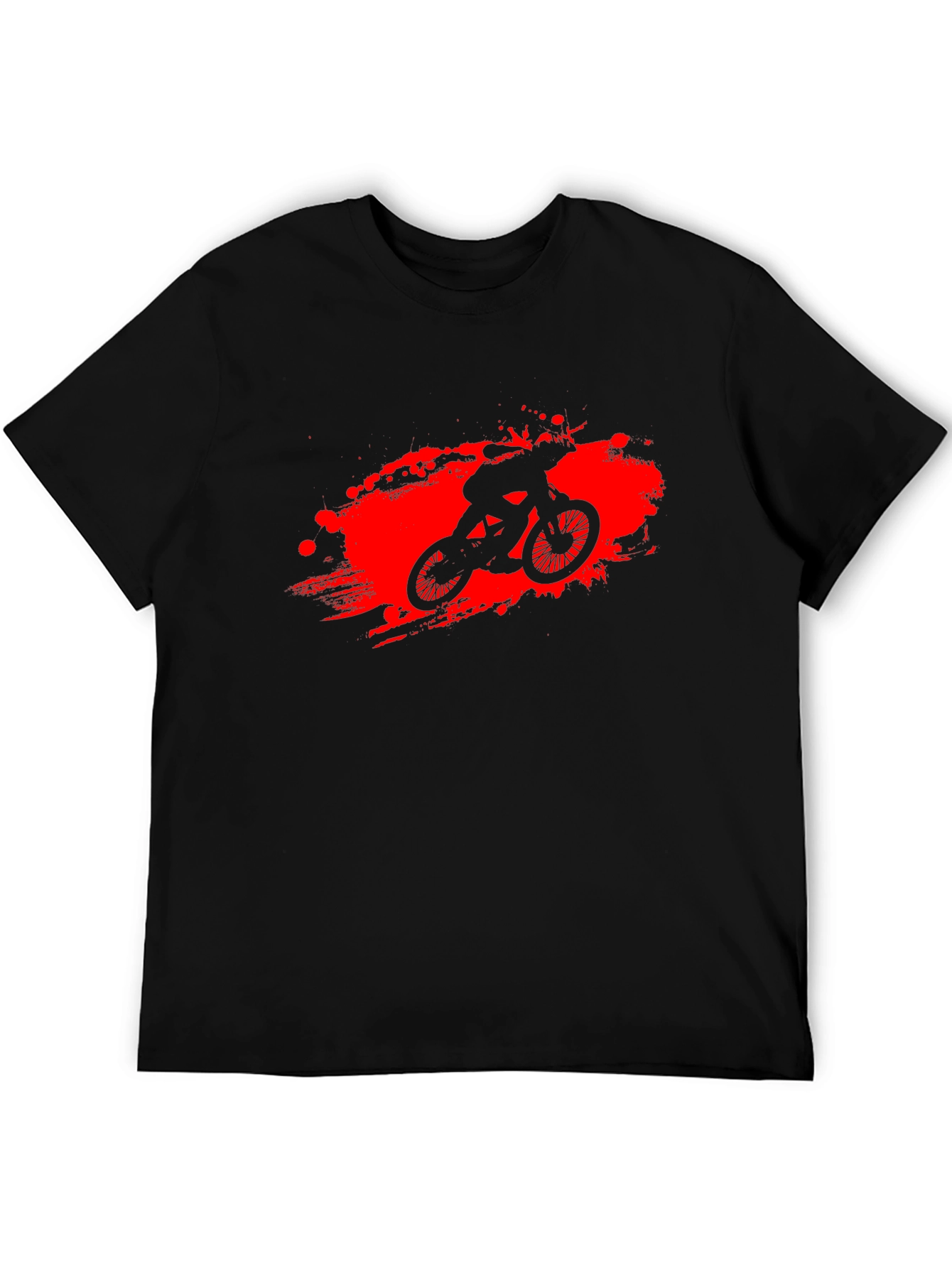 Black T-Shirt with Red BMX Rider Graphic